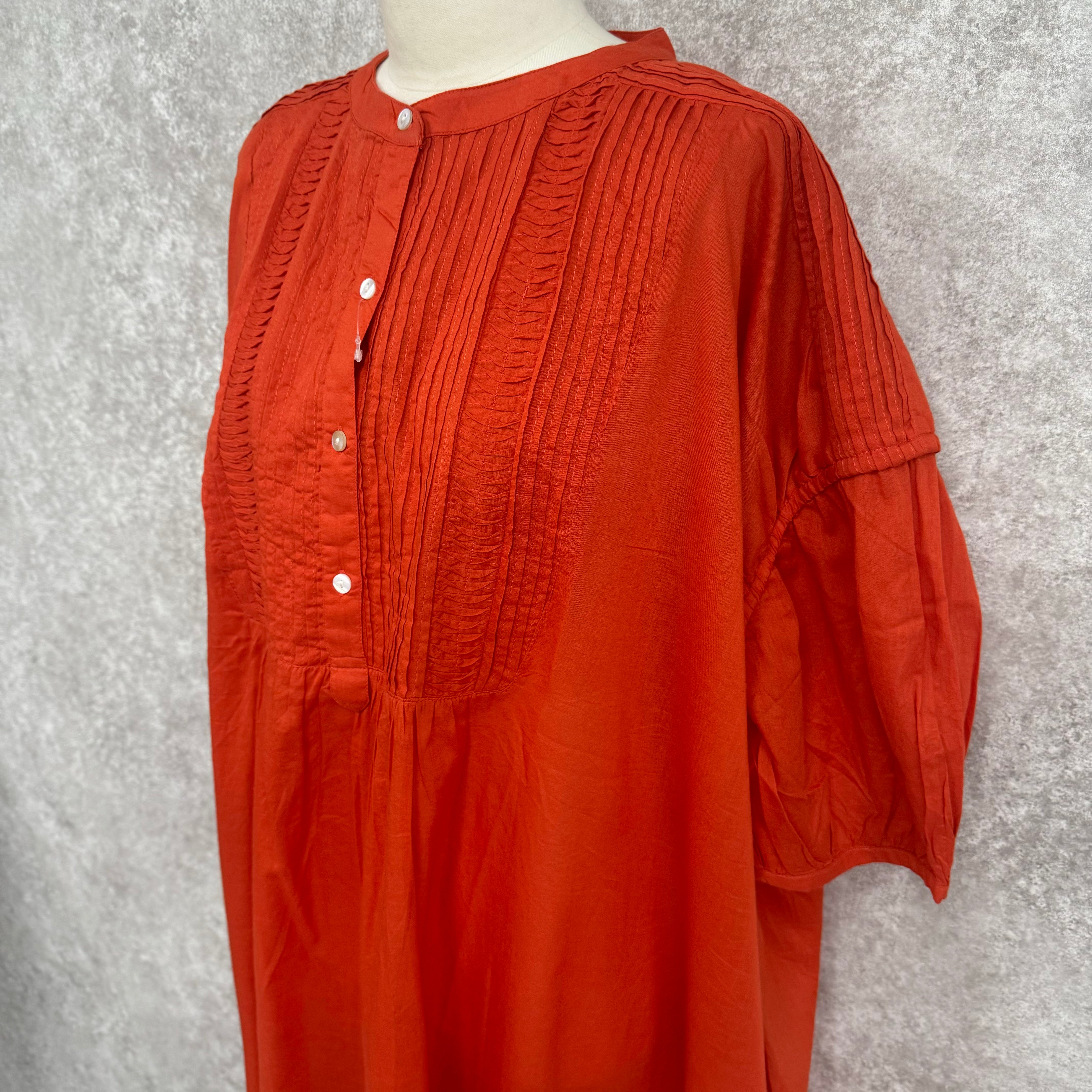 【Teracce summer SALE 】ブザムピンタックルーズワンピース   -オレンジ- ※8/27-9/2より順次発送予定