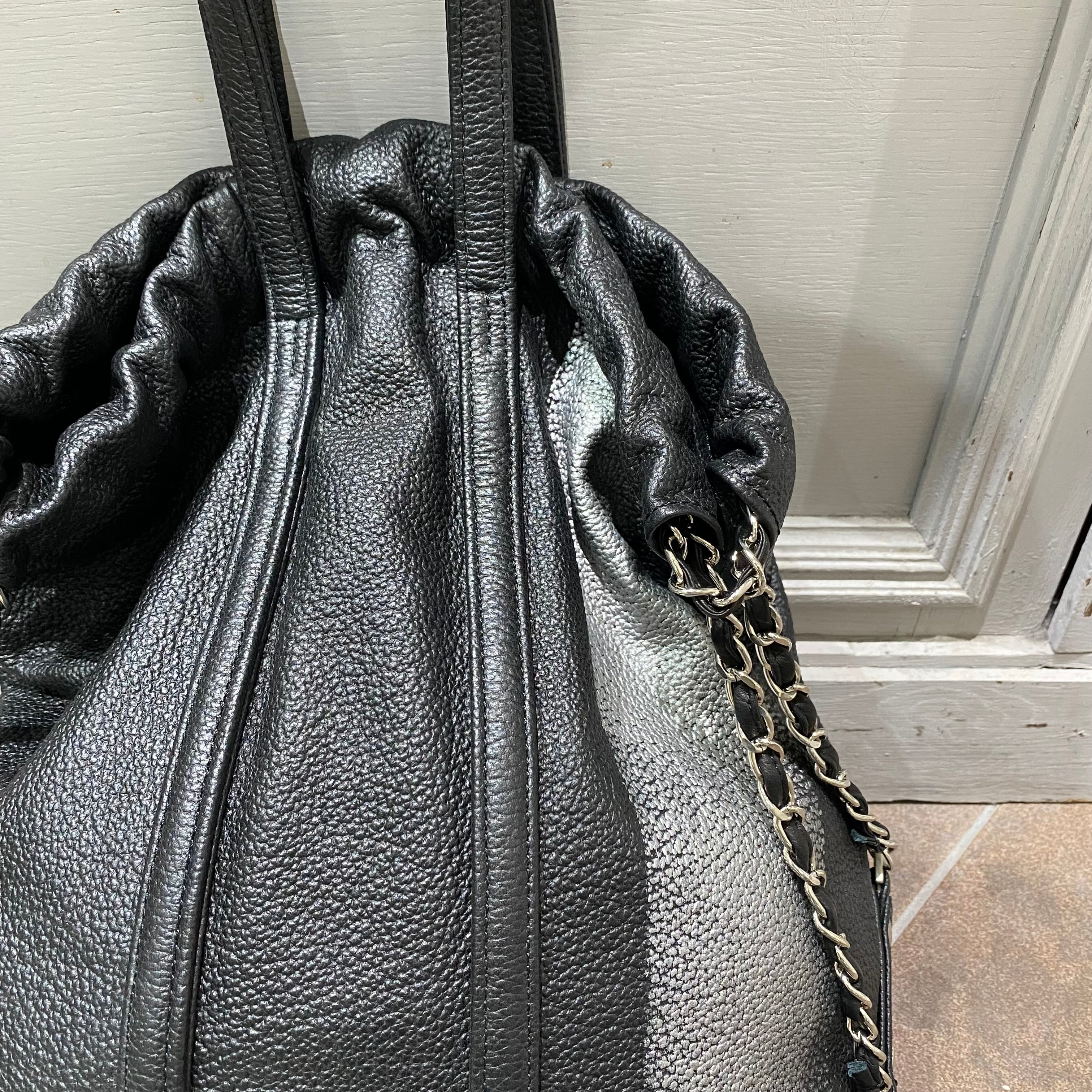 ⚠️予約【M.U.L.】トラストート シボ型押し/シルバーライン/シルバーチェーン -ブラック- ※R7. 6月末納品予定