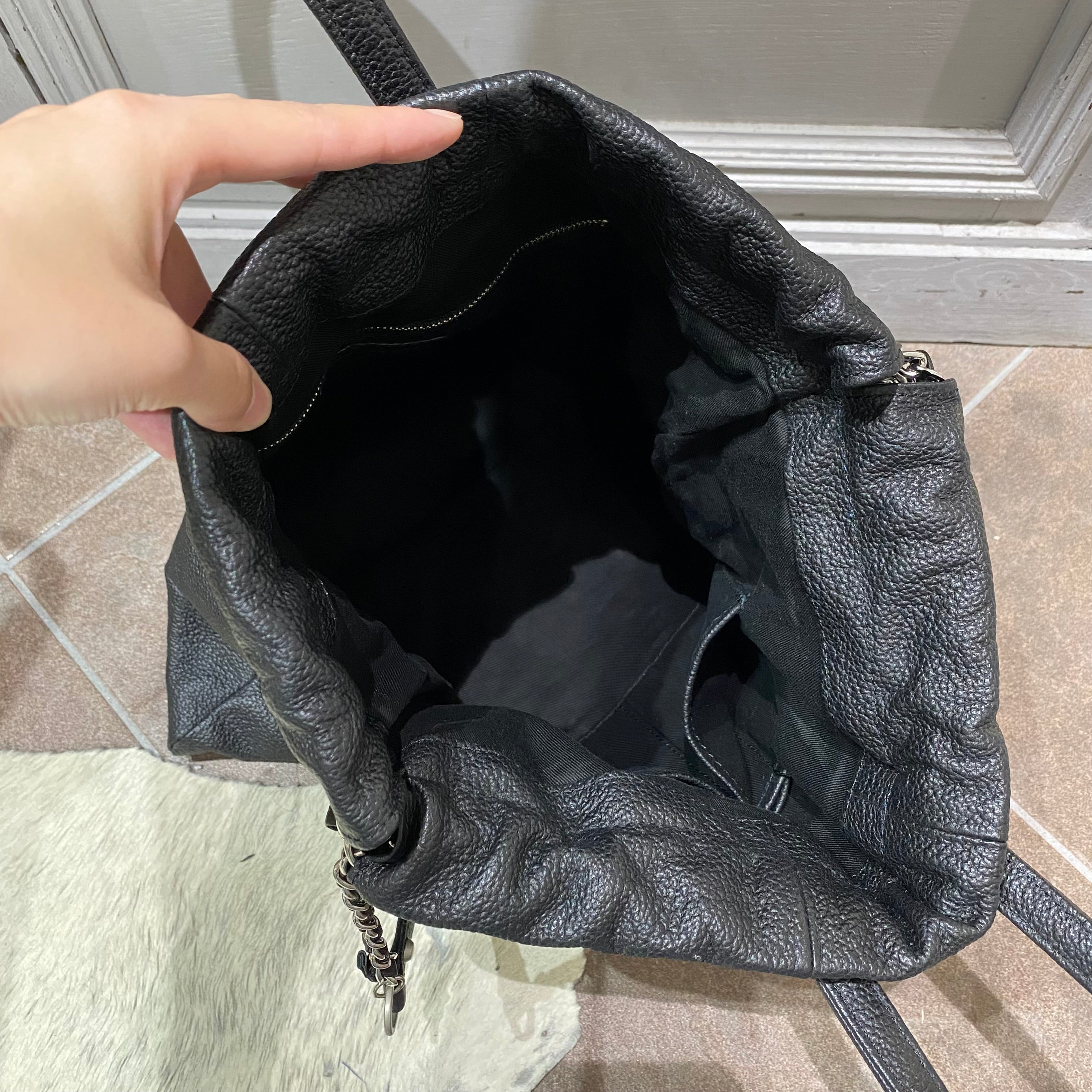 ⚠️予約【M.U.L.】トラストート シボ型押し/シルバーライン/シルバーチェーン -ブラック- ※R7. 6月末納品予定