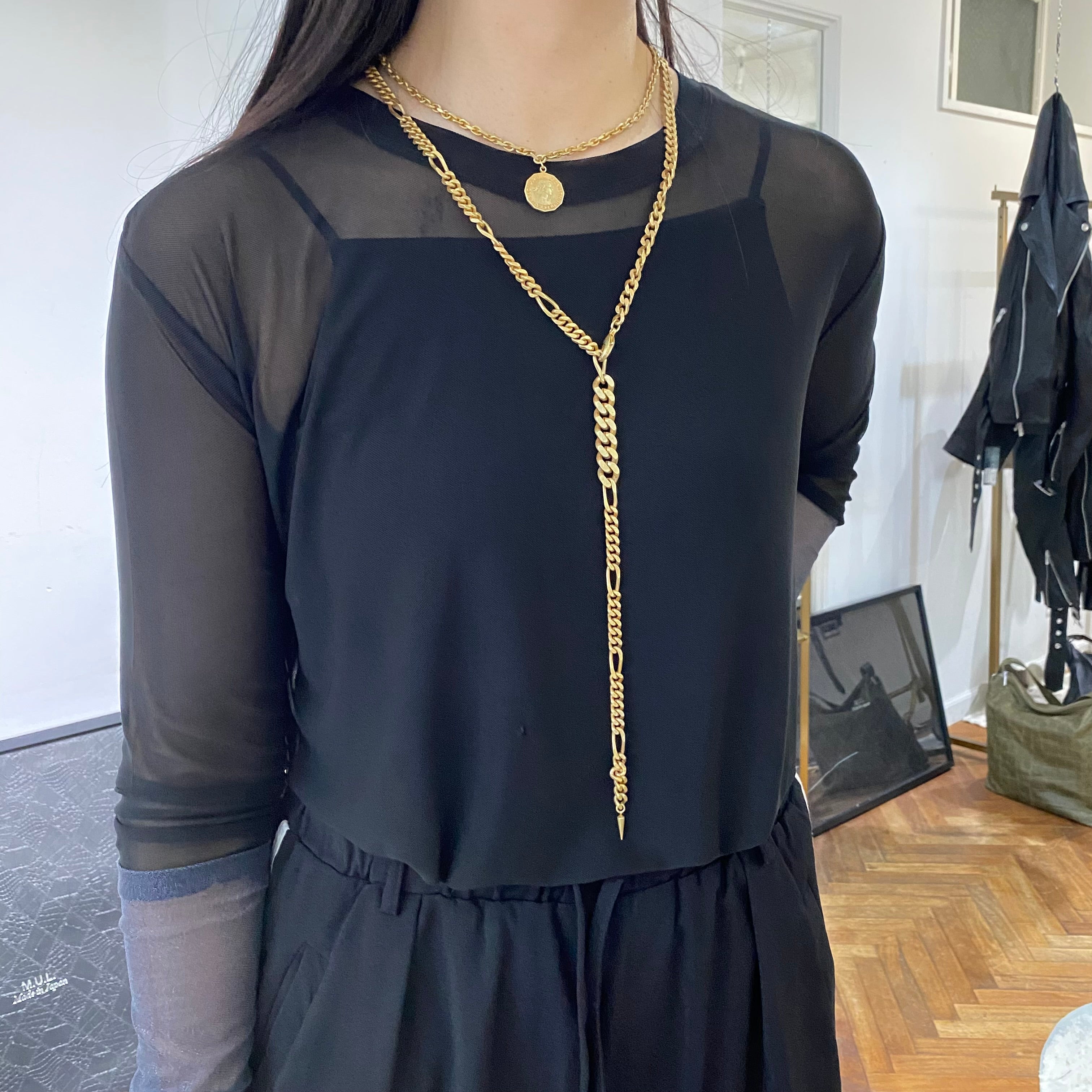 ⚠️予約【MULA001-101012】チェーンラリエットネックレス -マットゴールド- ※R7. 6月末納品予定