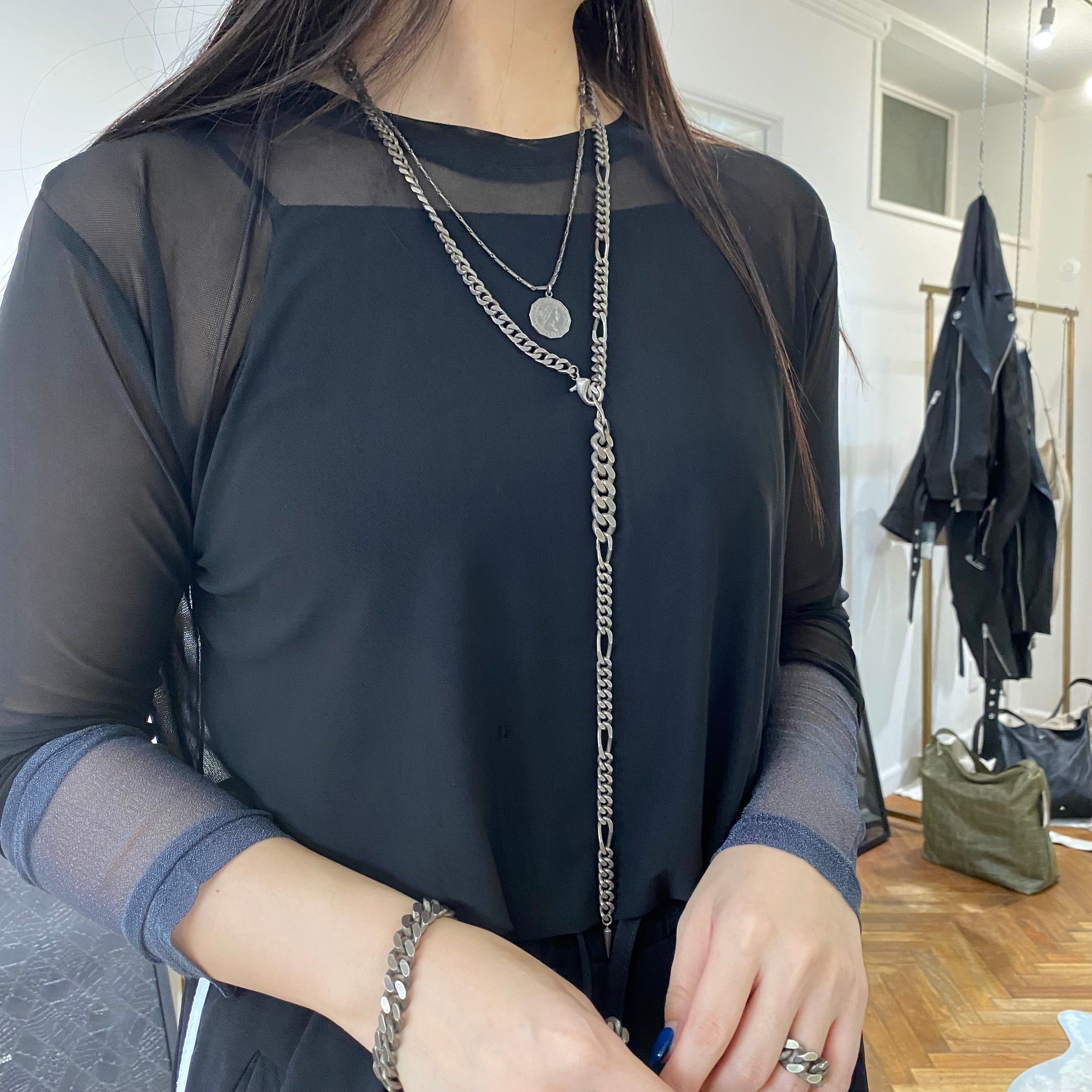 ⚠️予約【MULA001-102022】チェーンラリエットネックレス -マットグレー- ※R7. 6月末納品予定