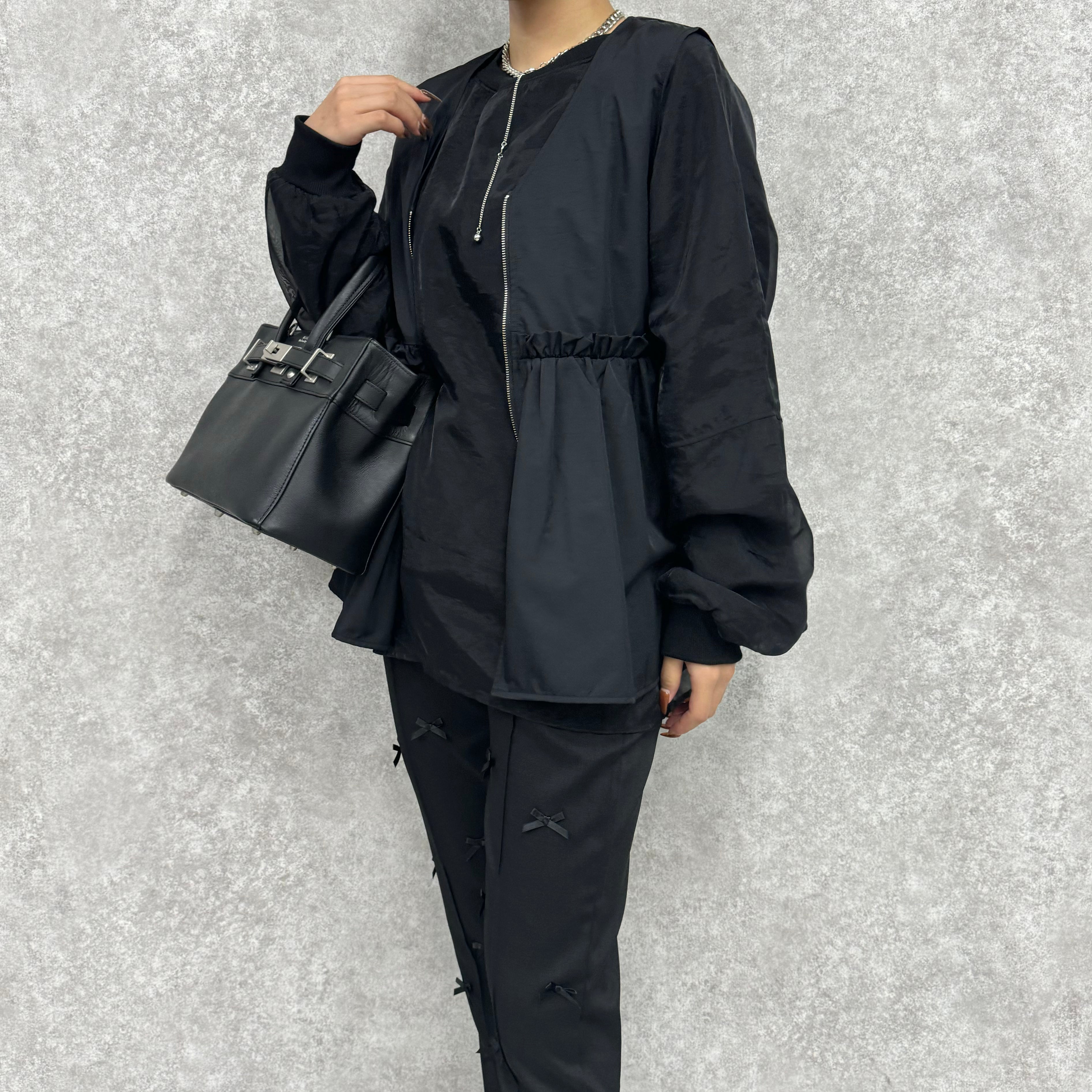 裏毛オーガンジー重ねNEWラグランPO  -ブラック- ※10/15-21頃より順次配送予定