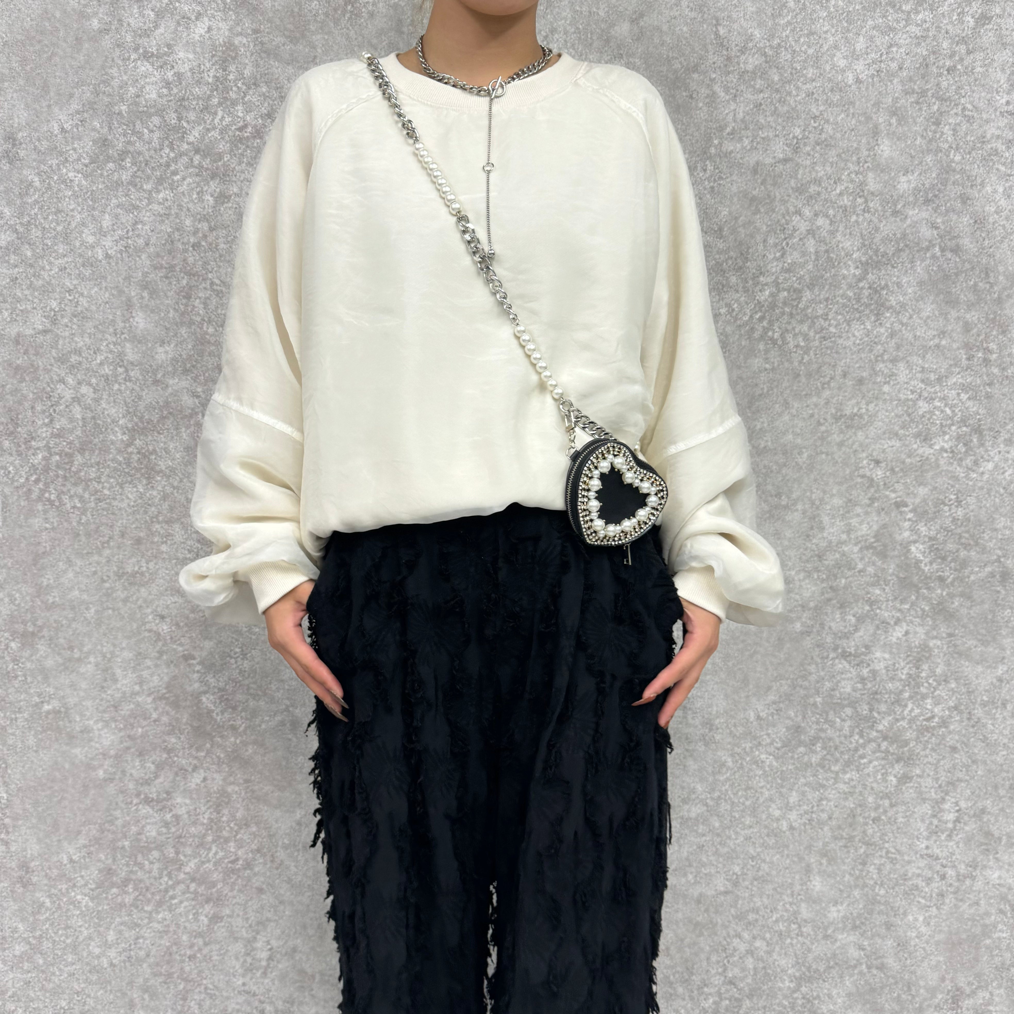 裏毛オーガンジー重ねNEWラグランPO  -オフホワイト- ※10/15-21頃より順次配送予定