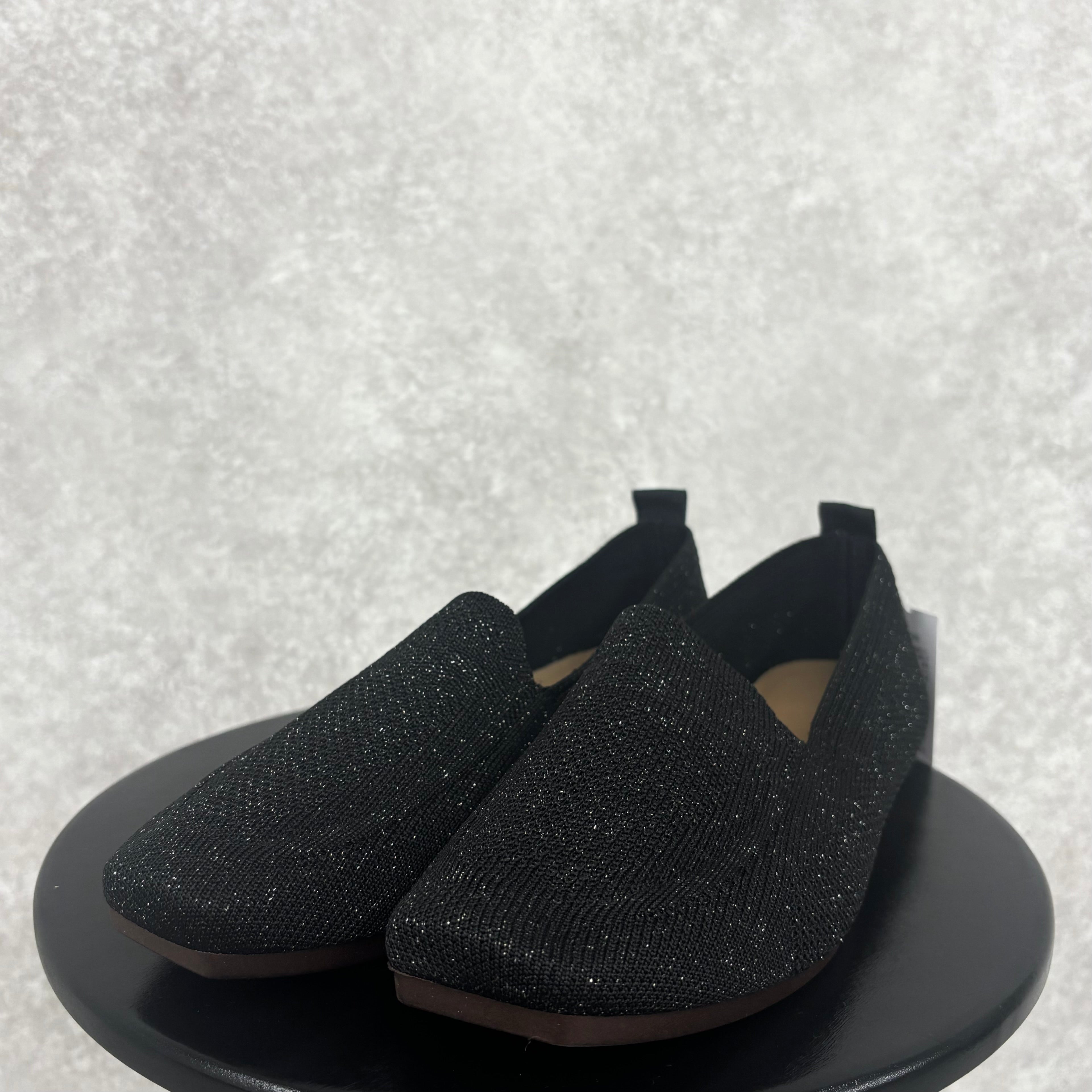 ローファー風ニットパンプス Mサイズ シルバー×ブラック ※10/29-11/4頃より順次配送予定