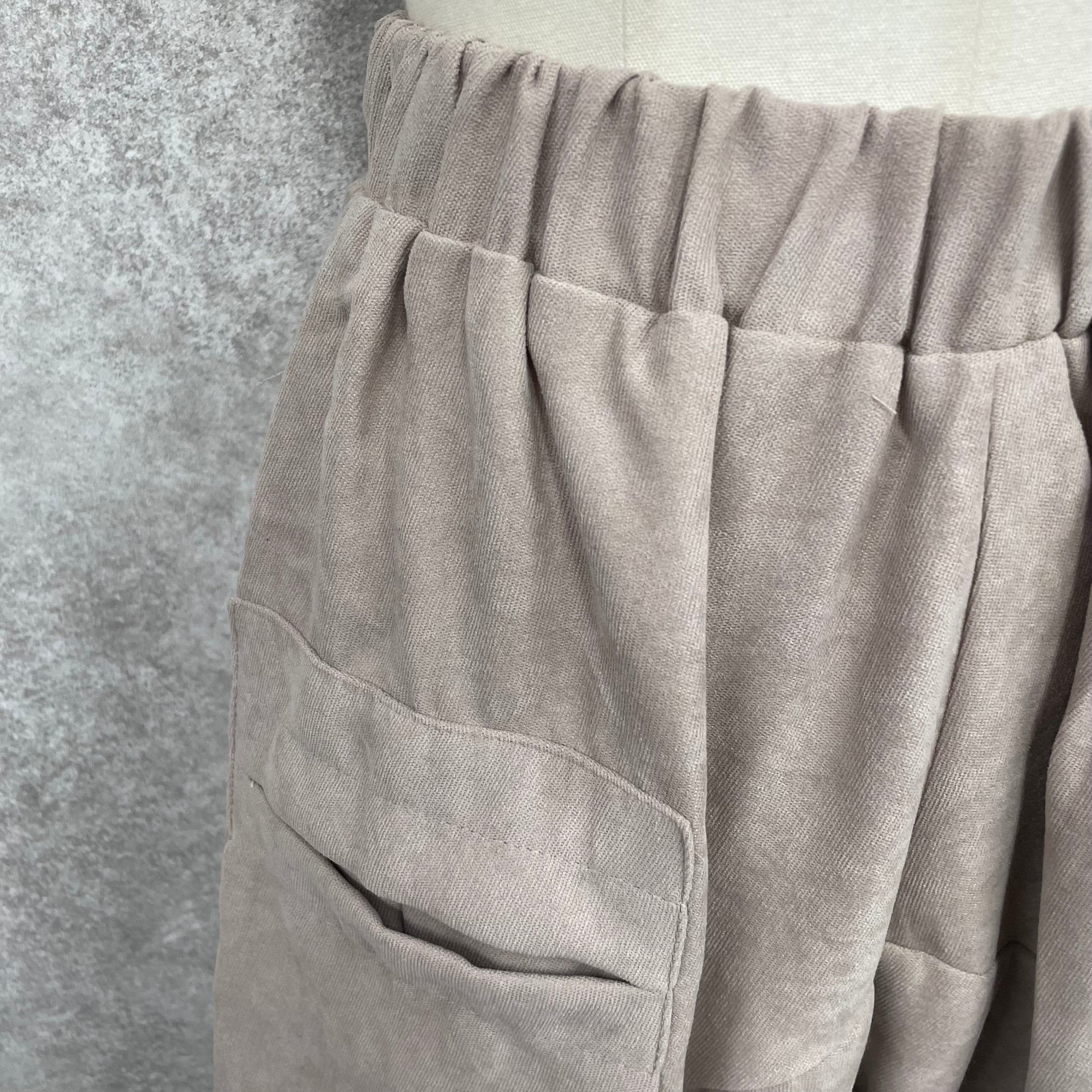 スウェード風サルエルパンツ ベージュ ※8/20-26頃より順次発送