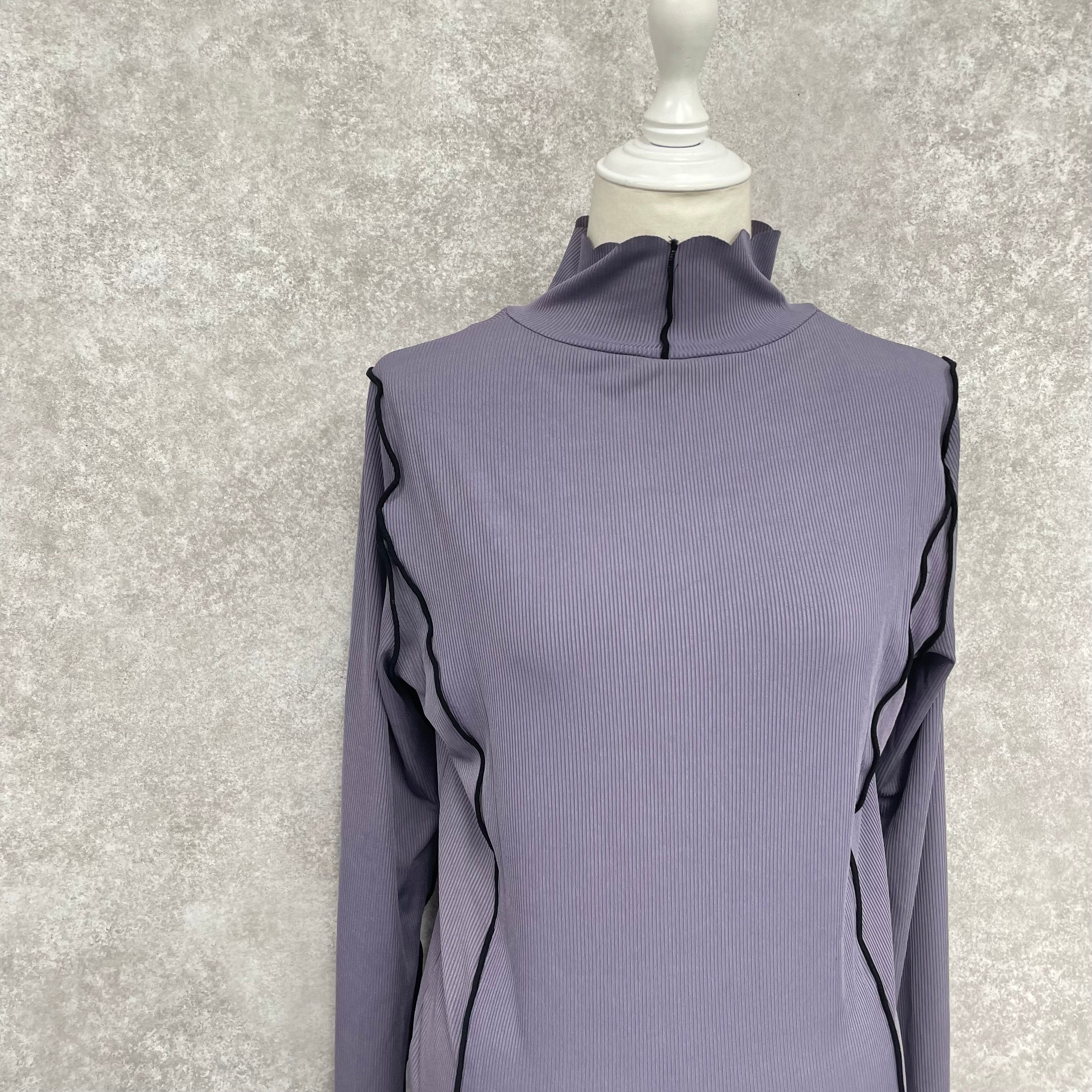 パイピングプチハイネックトップス パープル ※8/20-26頃〜順次配送予定