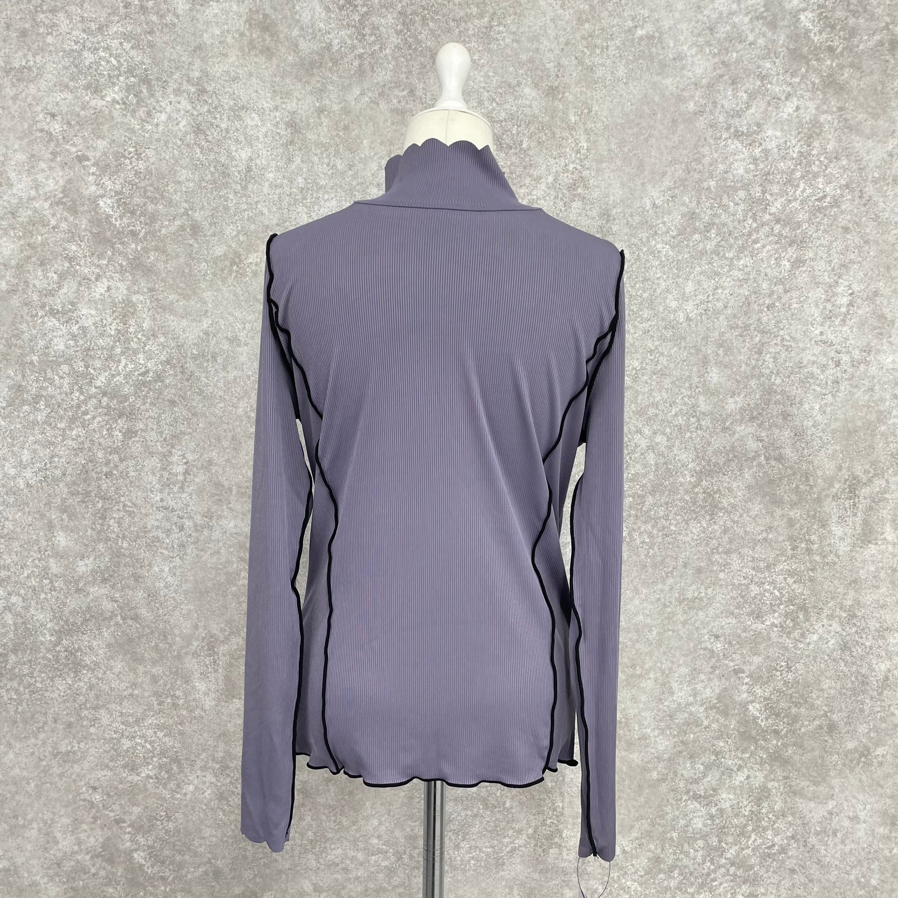 パイピングプチハイネックトップス パープル ※8/20-26頃〜順次配送予定