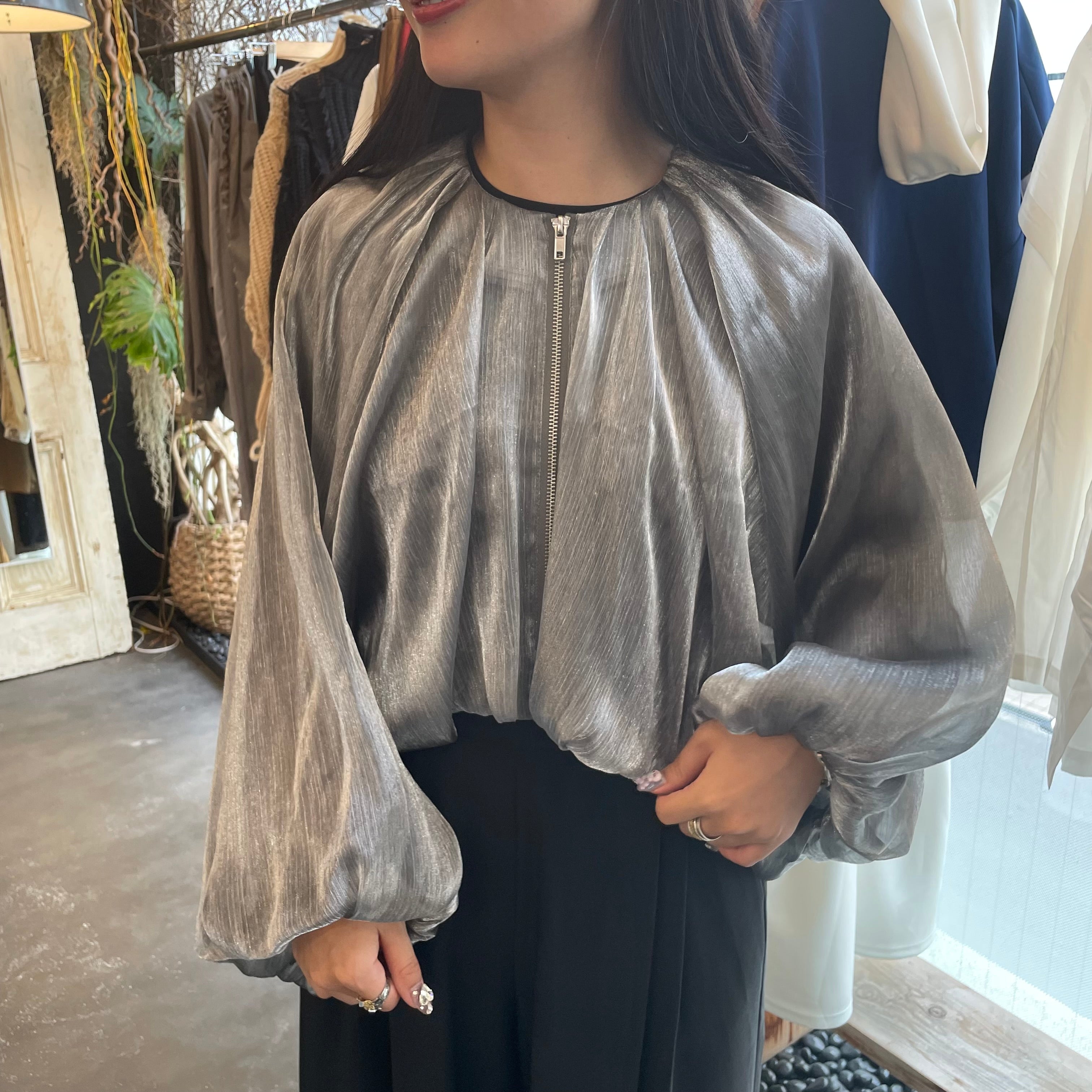 シアーシャイニーバルーンボレロ  シルバー ※10/15-21頃より順次発送予定