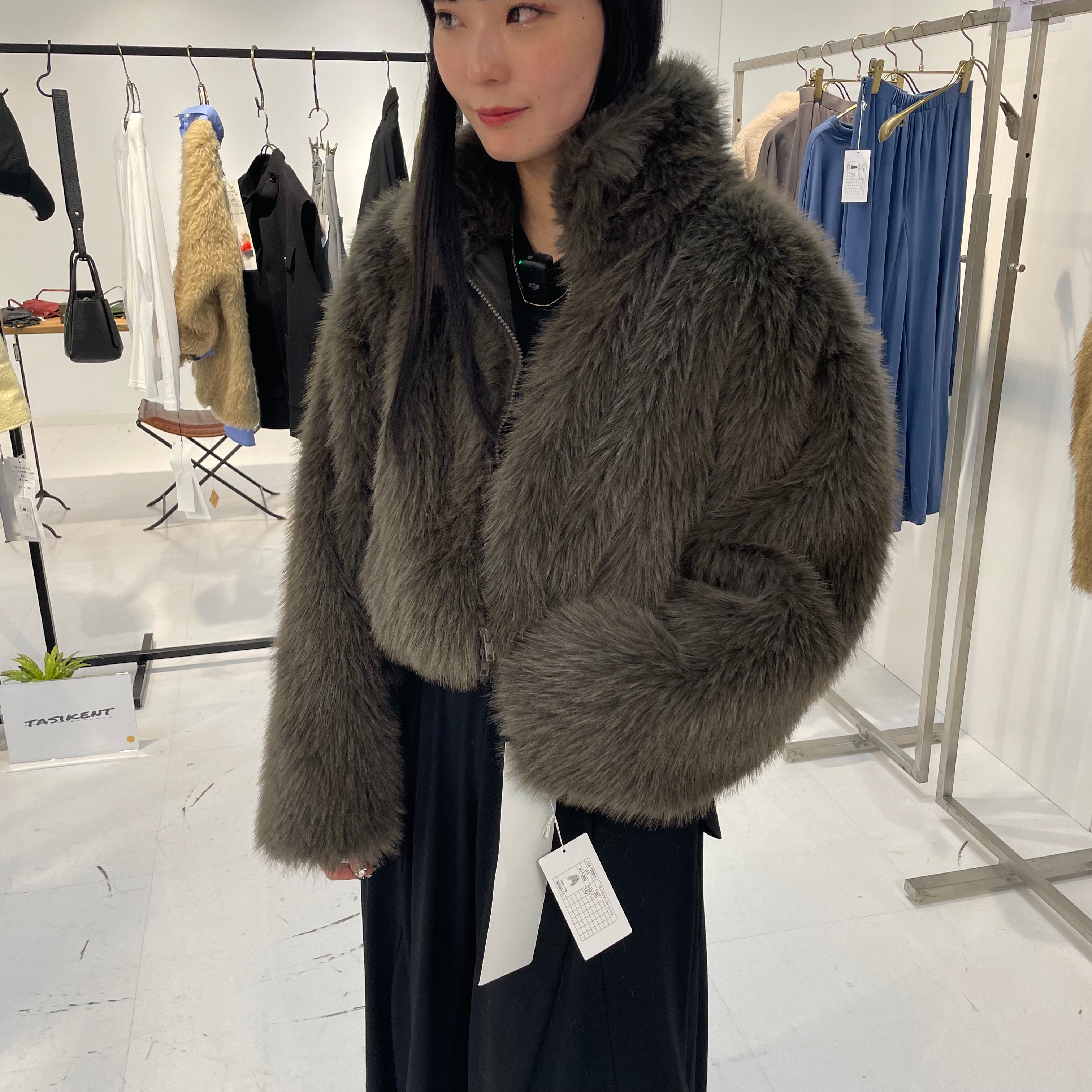 フェイクファーショートコート ブラウン ※11月下旬〜12月上旬頃より順次配送