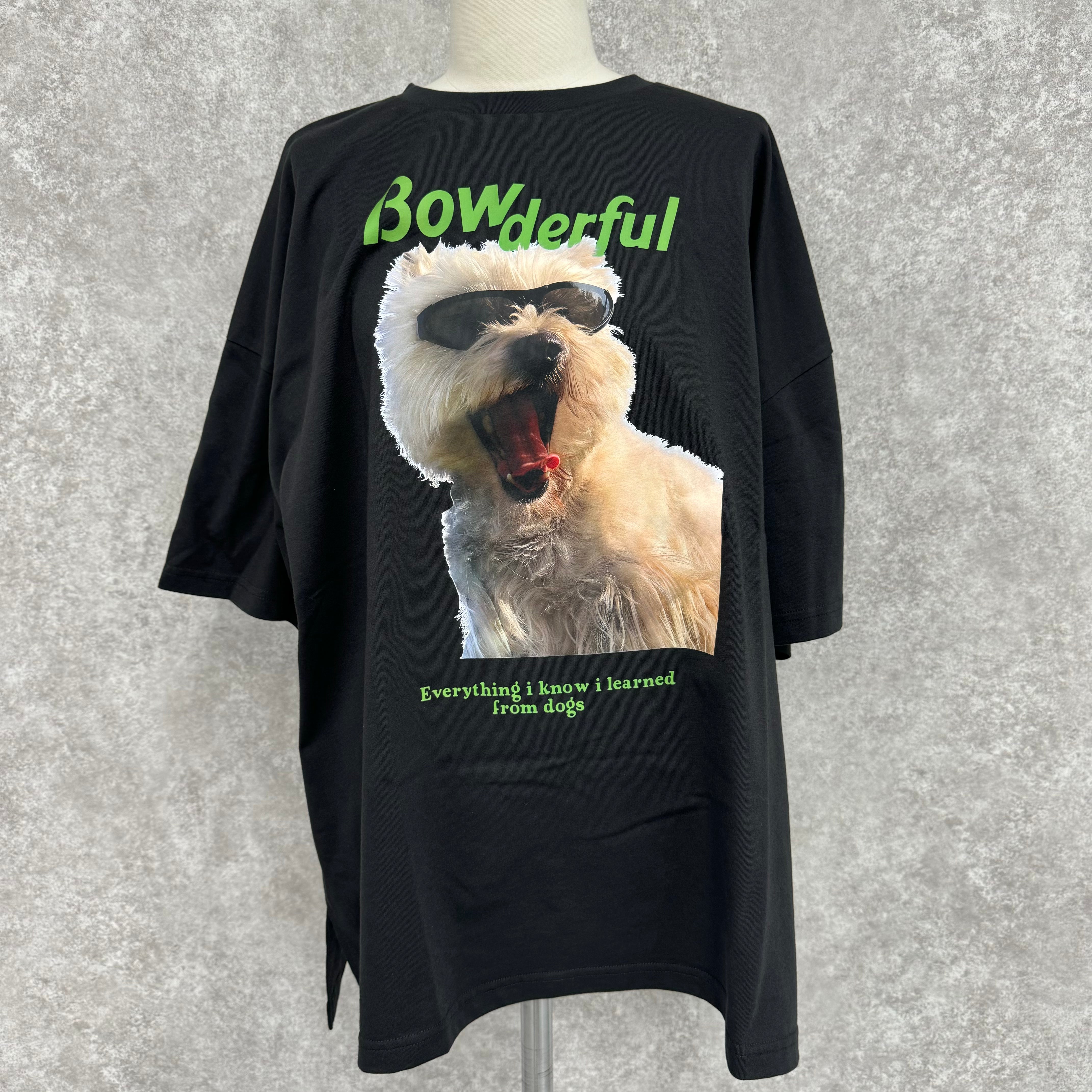サングラスDOGプリント BIG Tシャツ -ブラック×グリーン- ※3/5~11より順次発送予定