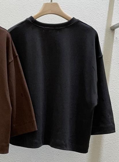 【LA MINE DOR】レタリング7分丈Tシャツ -ブラック- ※10月下旬〜11月上旬頃より順次発送予定