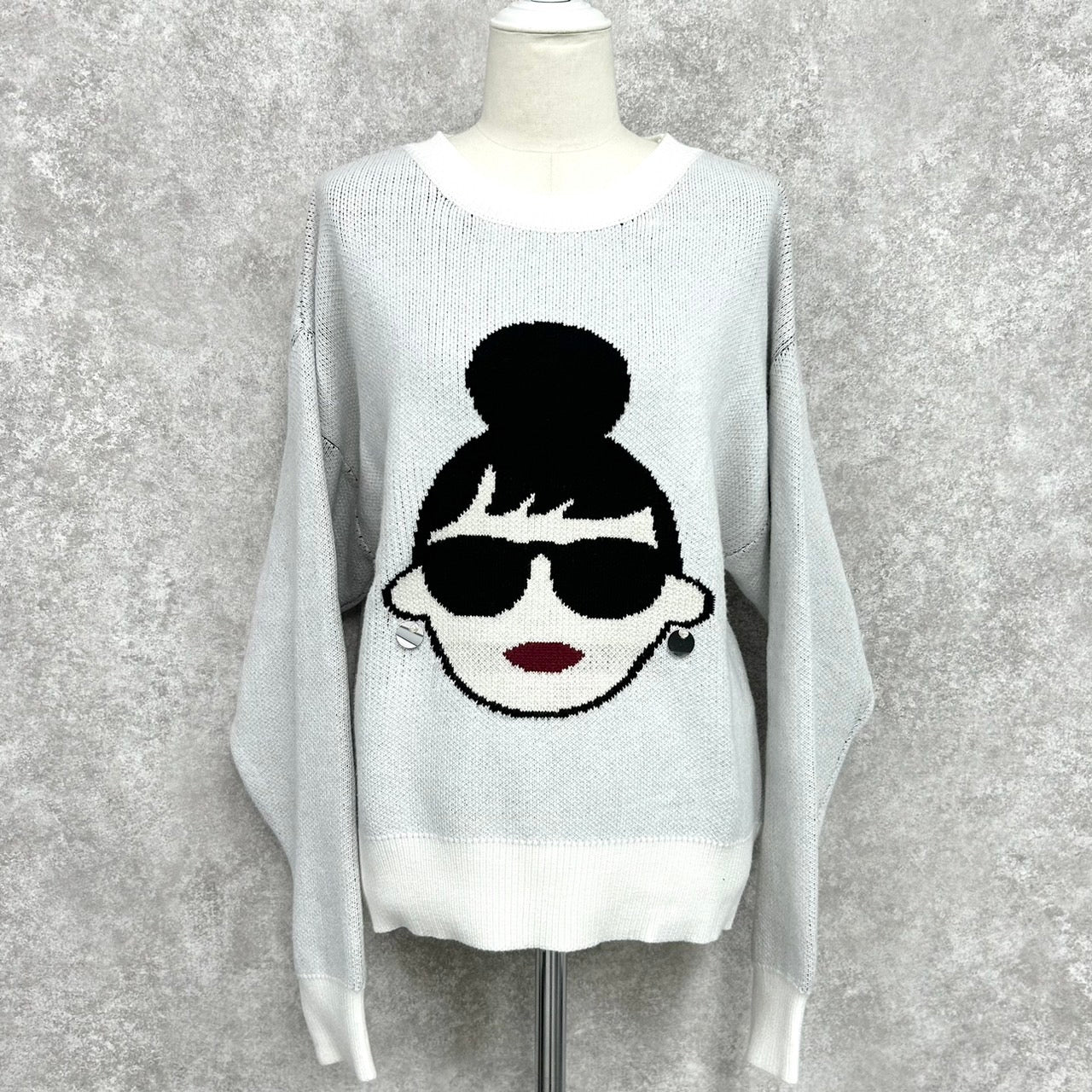 【予約】【HAPPYFACE】EMMA フェイスニット -ホワイト- ※11月中旬納品予定