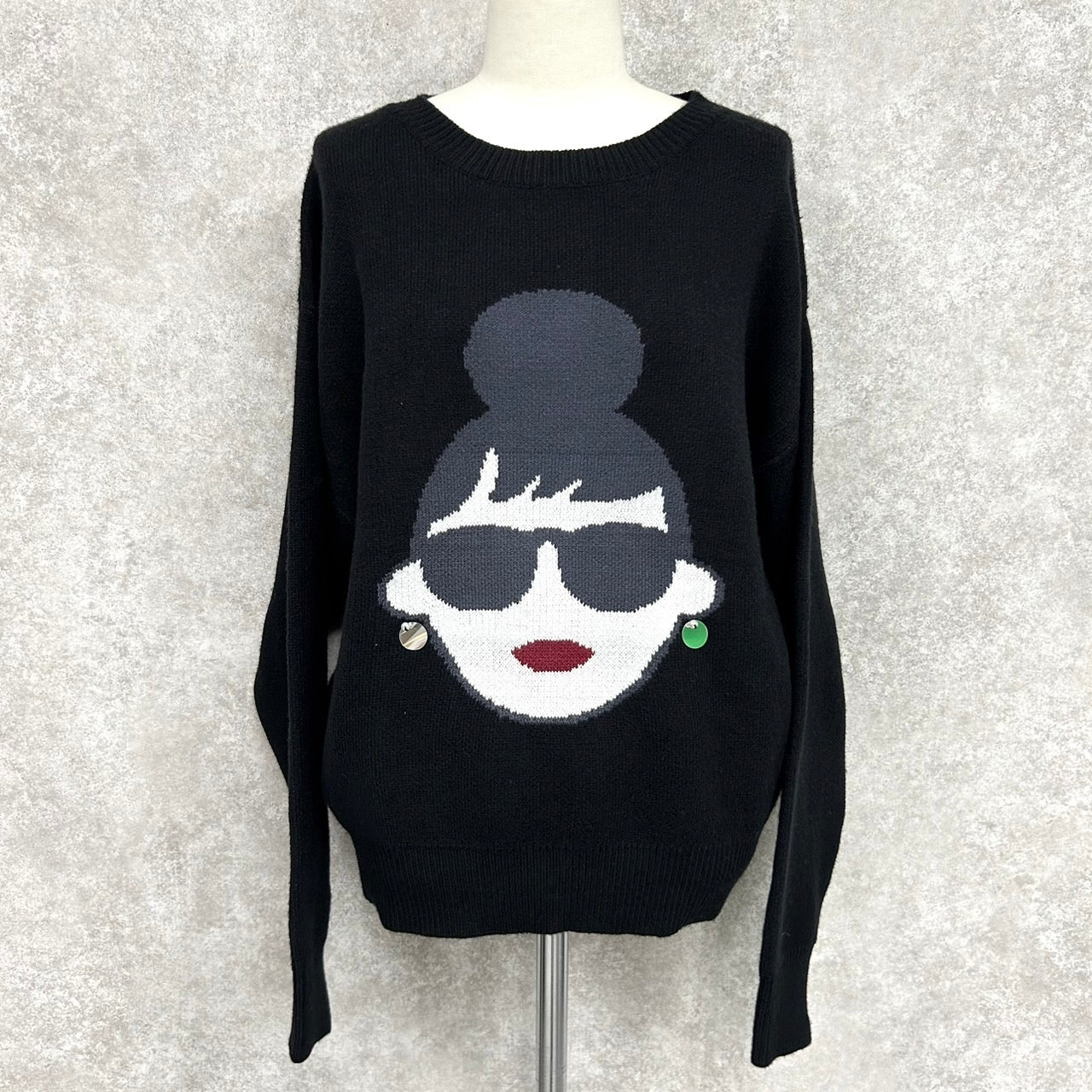 【予約】【HAPPYFACE】EMMA フェイスニット -ブラック- ※11月中旬納品予定