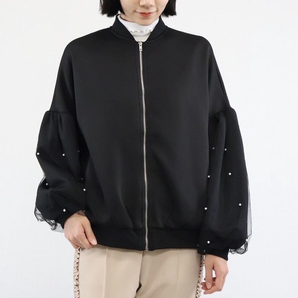 オーガンジーパールブルゾン -ブラック- ※11/19〜25頃より順次発送予定