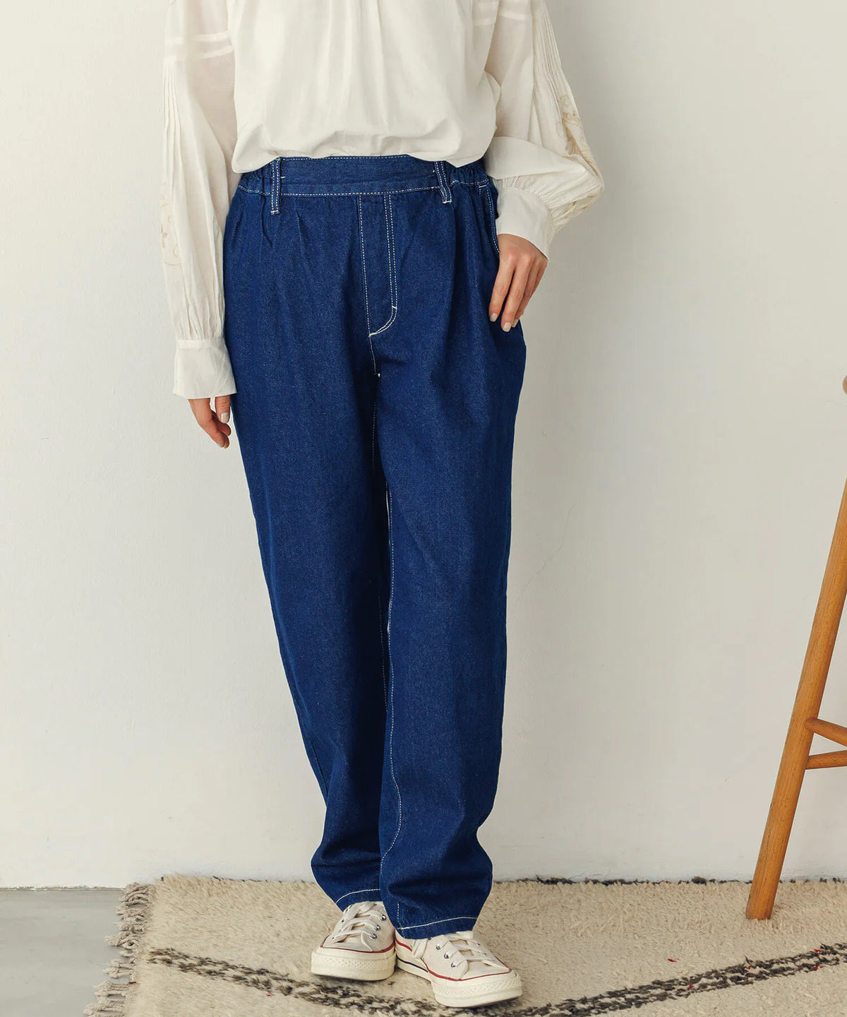 【hunch】デニム/ツイルテーパードパンツ  -ネイビー- ※8/27-9/2より順次配送予定