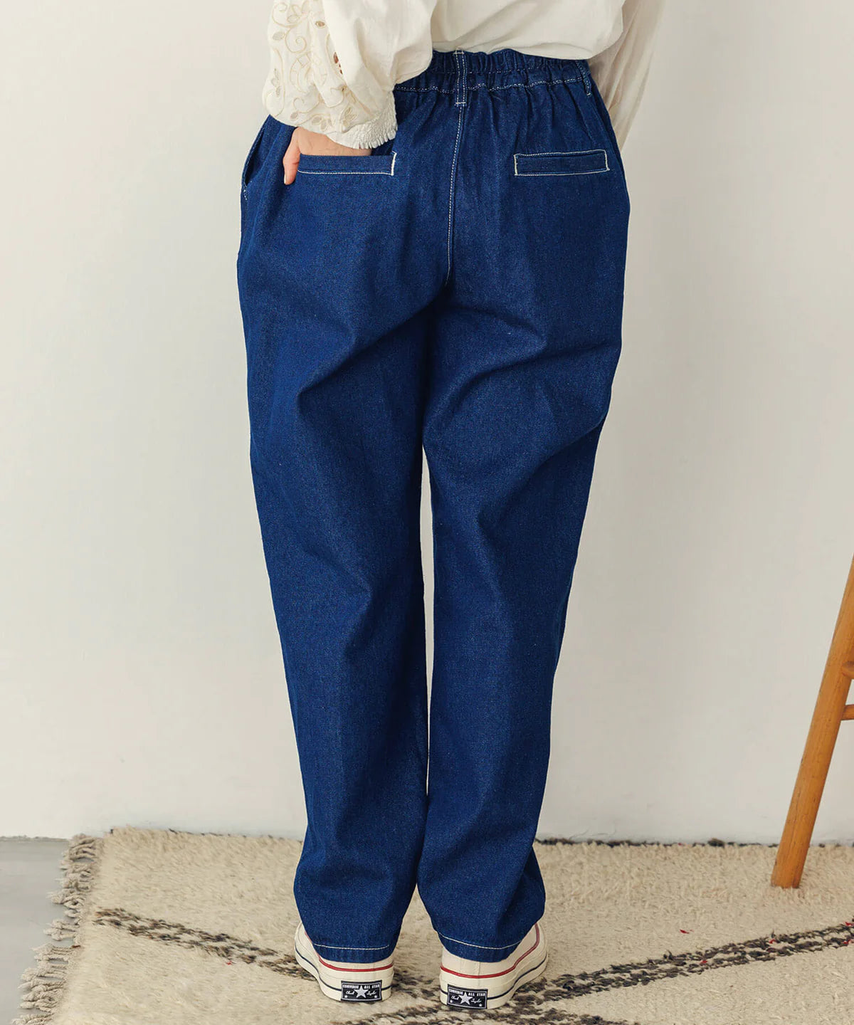 【hunch】デニム/ツイルテーパードパンツ  -ネイビー- ※8/27-9/2より順次配送予定