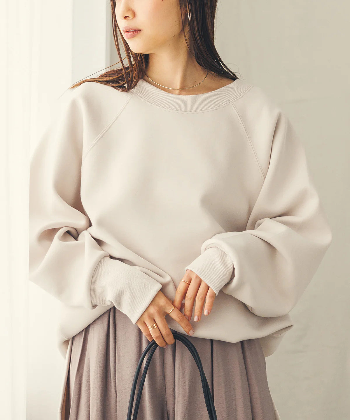 【hunch】ダンボールオーバードルマンスウェット  -グレイッシュベージュ- ※8/27-9/2より順次配送予定