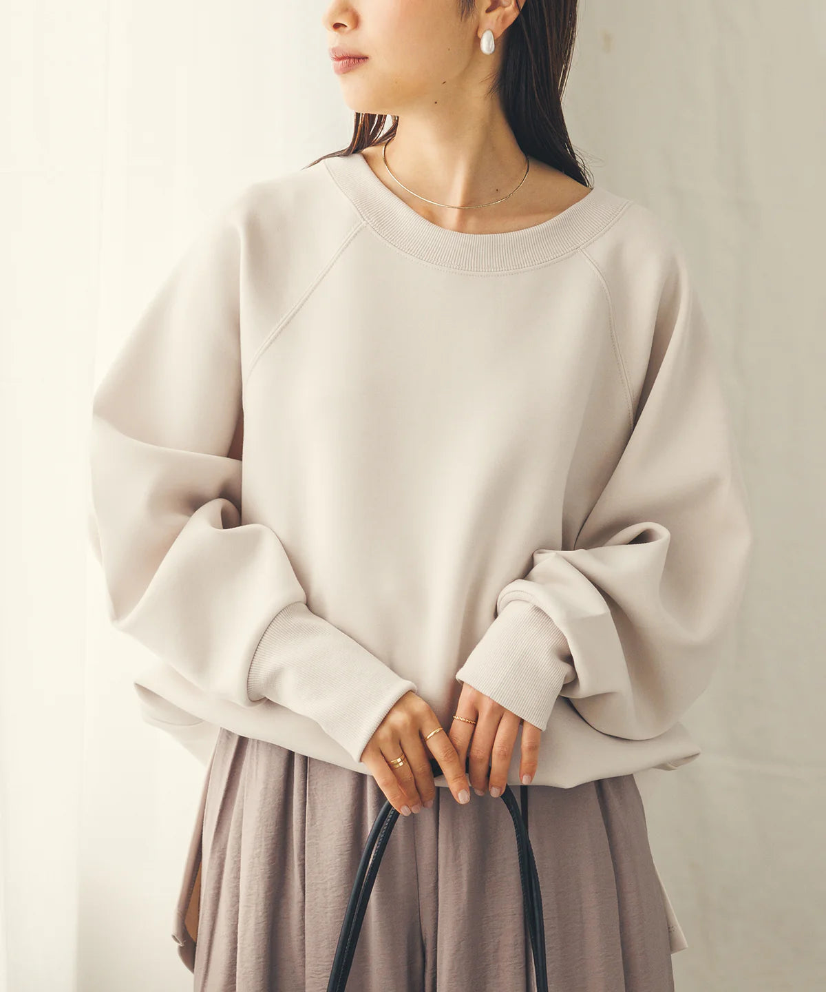 【hunch】ダンボールオーバードルマンスウェット  -グレイッシュベージュ- ※8/27-9/2より順次配送予定