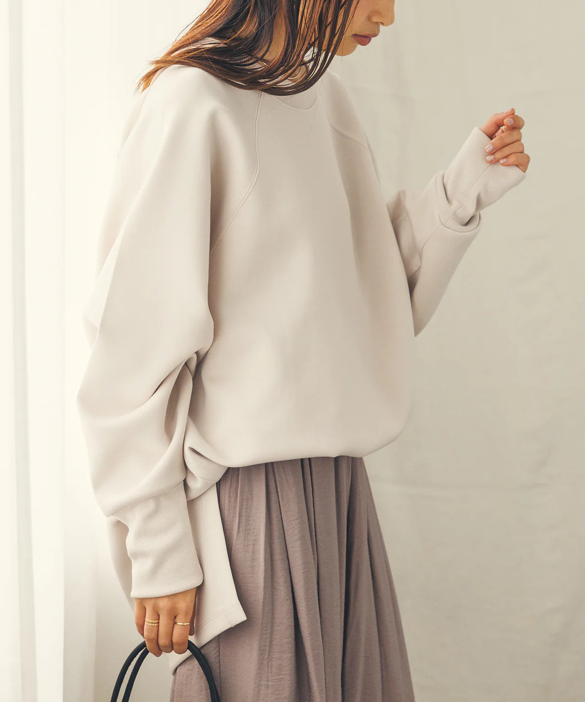 【hunch】ダンボールオーバードルマンスウェット  -グレイッシュベージュ- ※8/27-9/2より順次配送予定