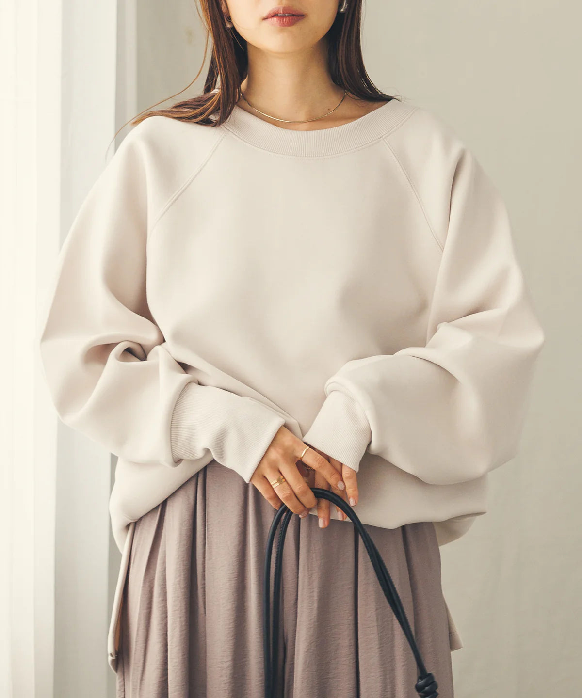 【hunch】ダンボールオーバードルマンスウェット  -グレイッシュベージュ- ※8/27-9/2より順次配送予定