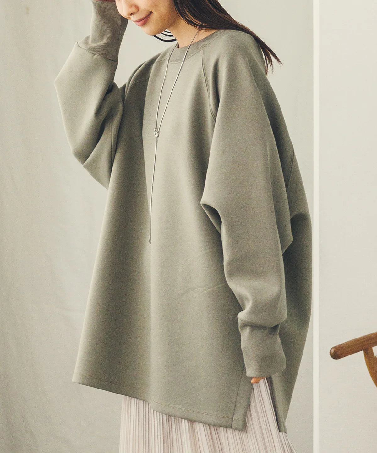 【hunch】ダンボールオーバードルマンスウェット  -カーキ- ※8/27-9/2より順次配送予定