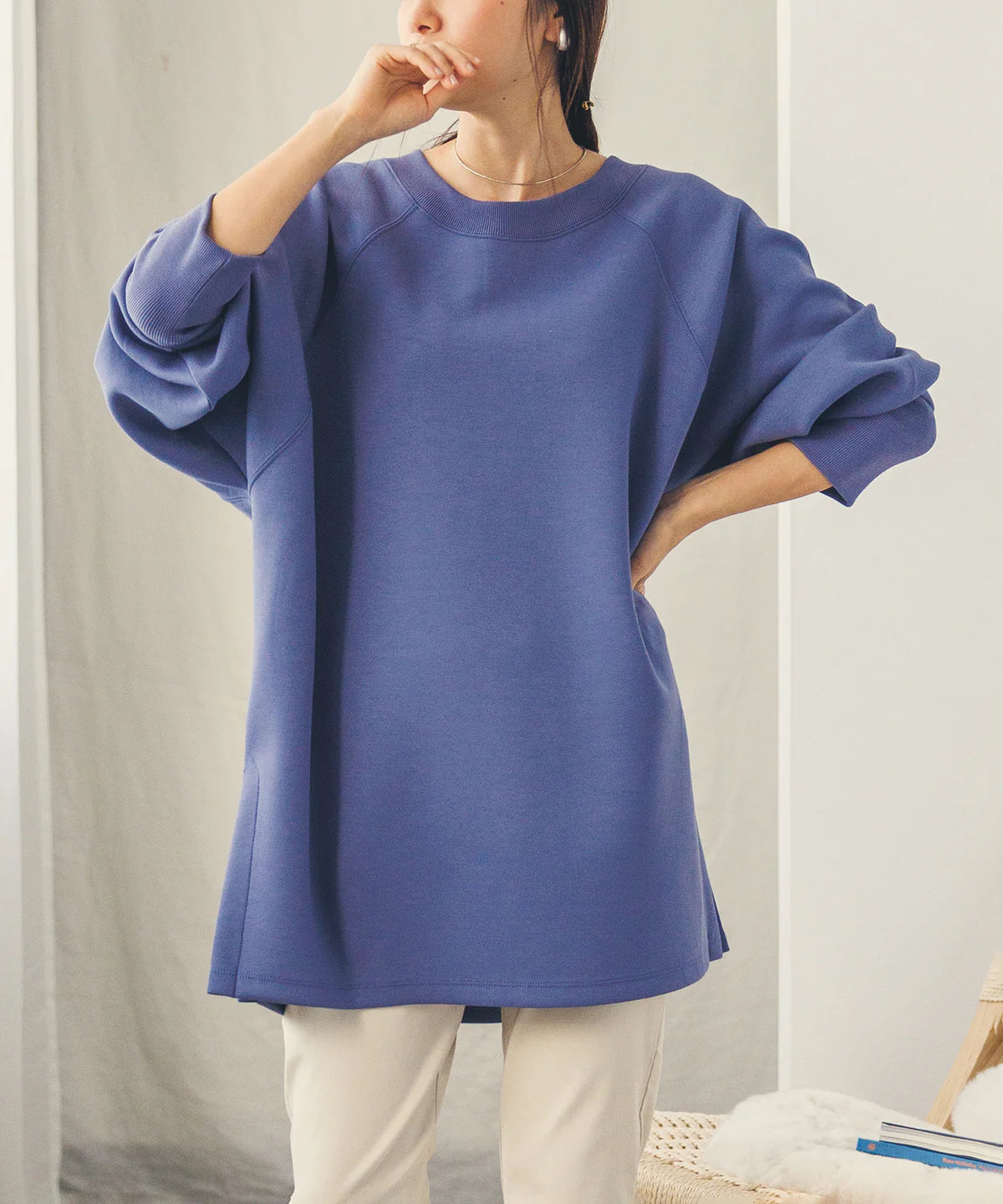 【hunch】ダンボールオーバードルマンスウェット  -ブルー- ※8/27-9/2より順次配送予定