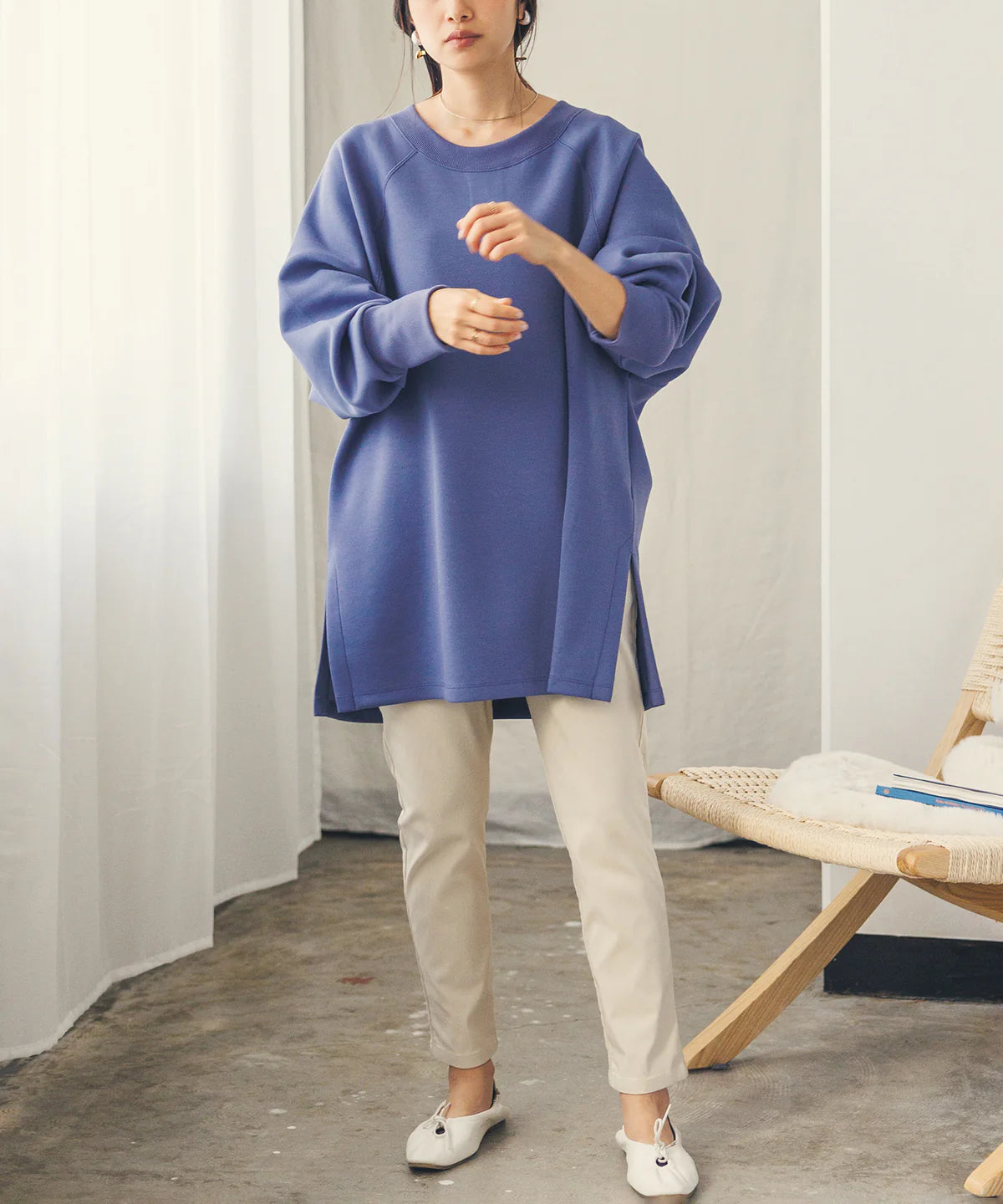 【hunch】ダンボールオーバードルマンスウェット  -ブルー- ※8/27-9/2より順次配送予定