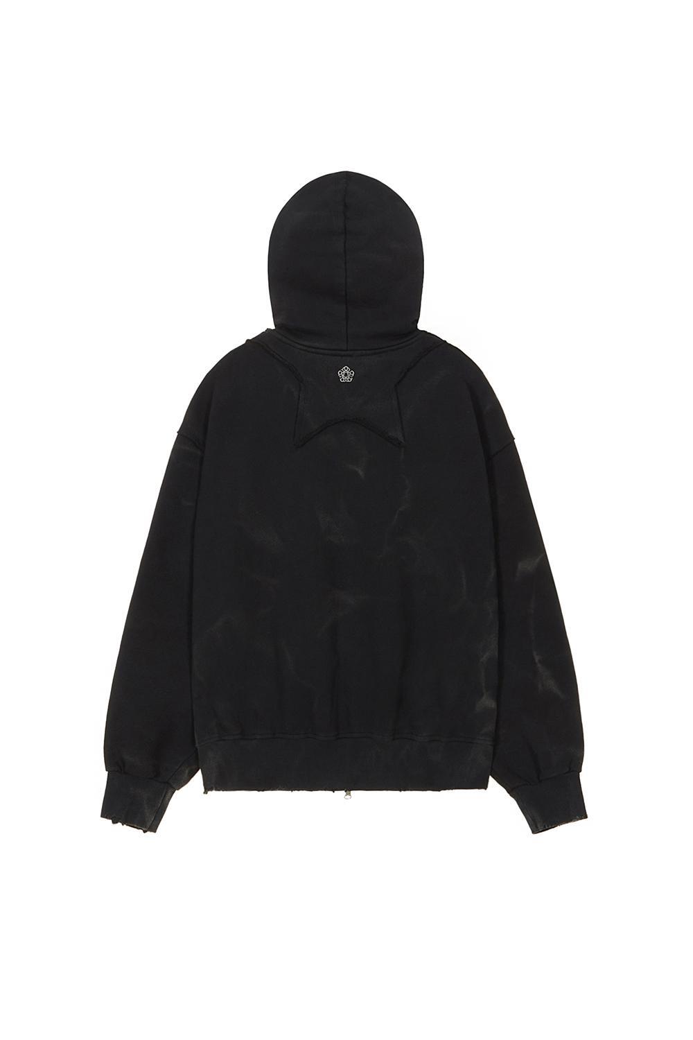 ※予約商品【ULKIN】MUGUNG Bleach Washed Cotton Hoodie Zip-up_Black ※12月頃より順次配送予定