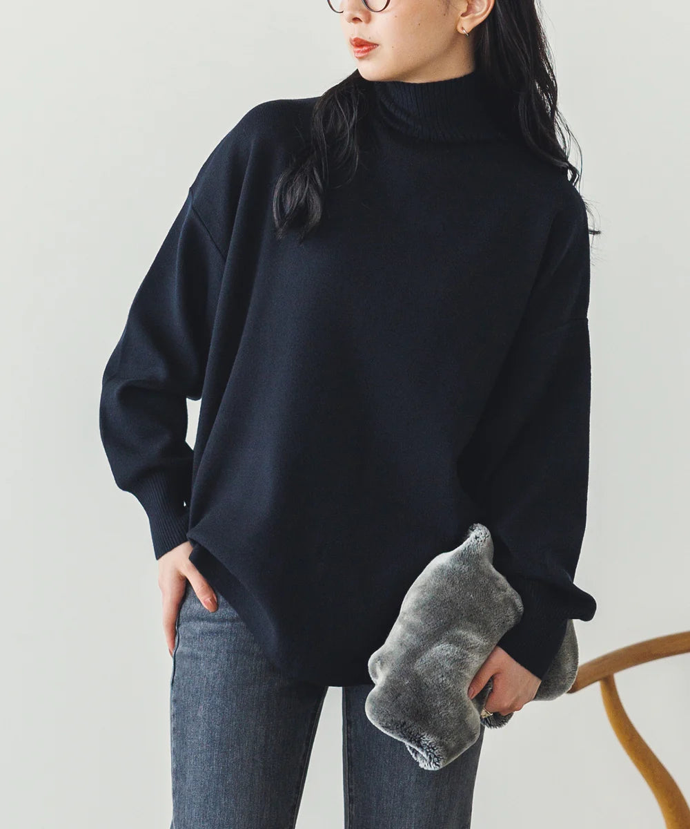 【WVQ6666-07】スリットニットプルオーバー  -ブラック- ※11/4-11頃より順次配送予定