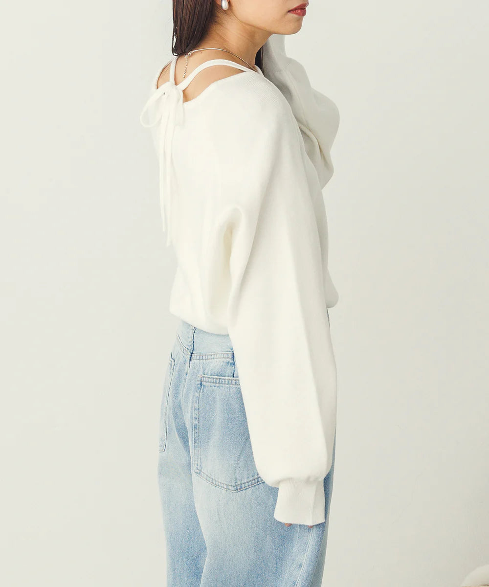 【WVQ6725-01】ホルターネックスクエアニット  -ホワイト- ※12/17〜23頃より順次発送予定