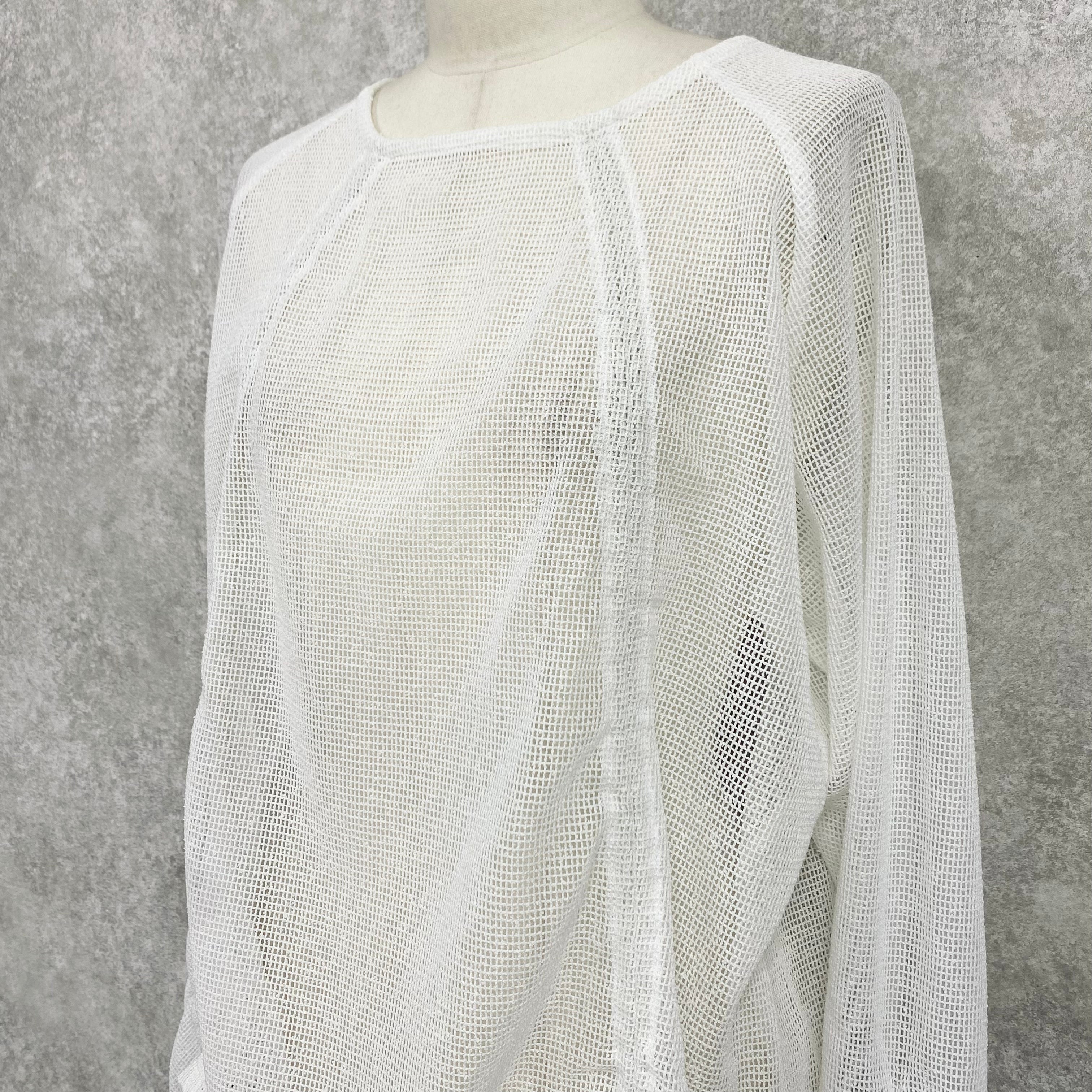 【ASYMM】TWIST LINE MESH TOPS -white-