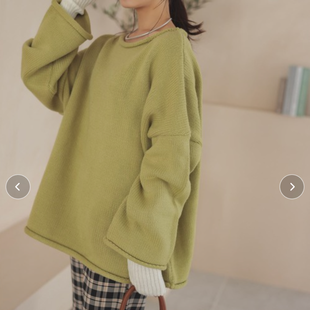 ボートネックオーバーニット -ライトグリーン-　※10/29〜11/4より順次配送