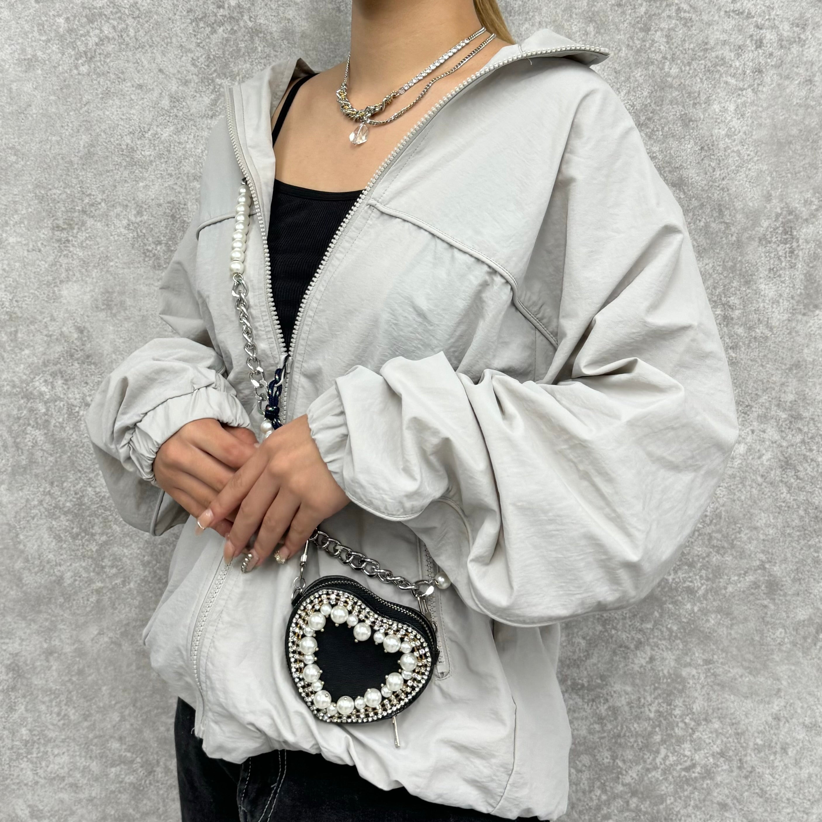 メンズライクナイロンブルゾン -グレージュ-  ※11/4-11頃より順次発送予定