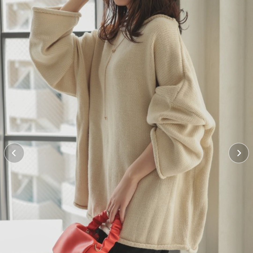 ボートネックオーバーニット -サンドベージュ-　※10/29〜11/4より順次配送