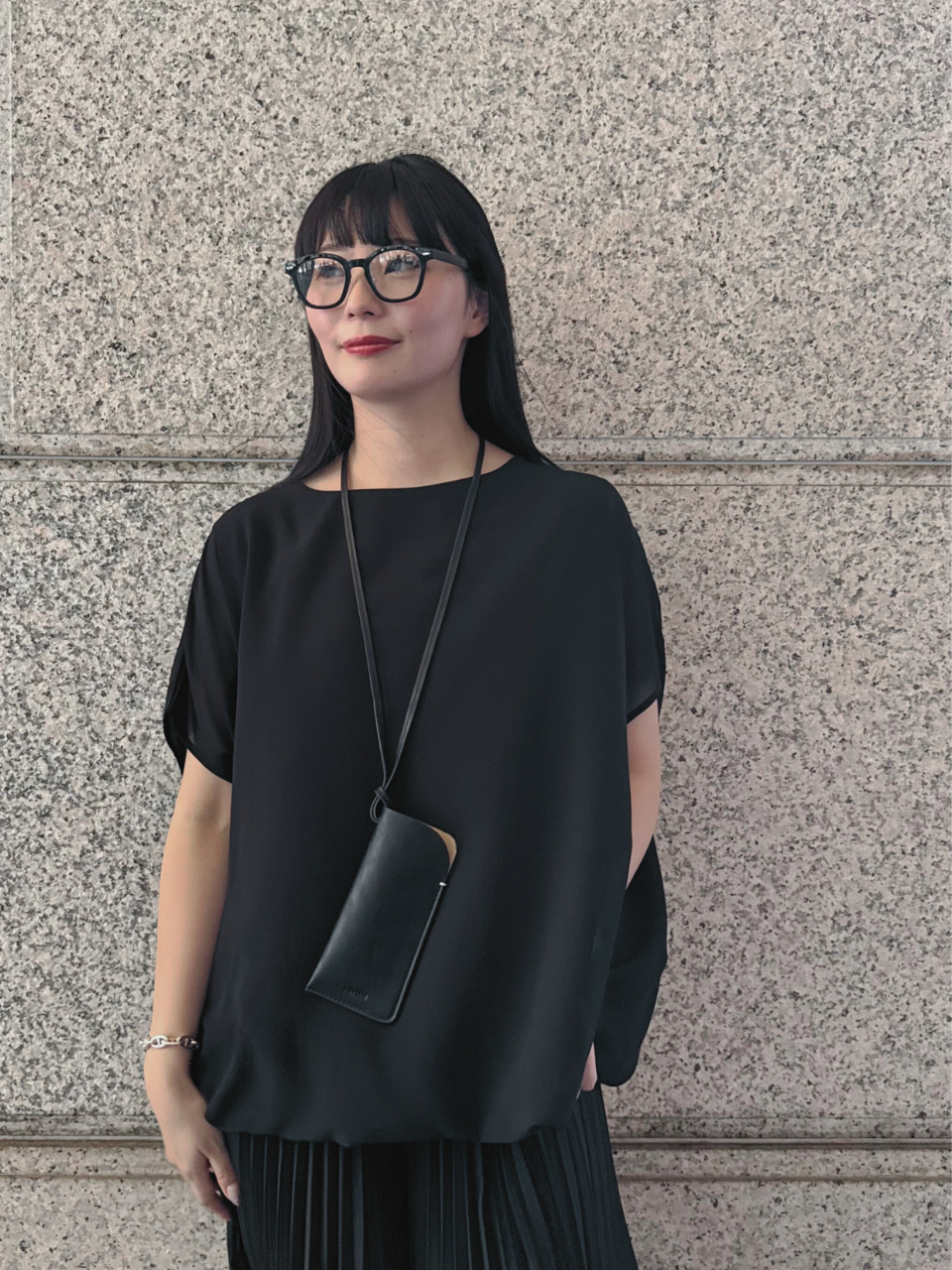 【ASYMM】MISTY CHIFFON BLOUSE -black-