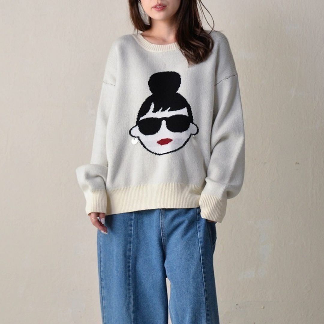 【予約】【HAPPYFACE】EMMA フェイスニット -ホワイト-　※11月中旬納品予定