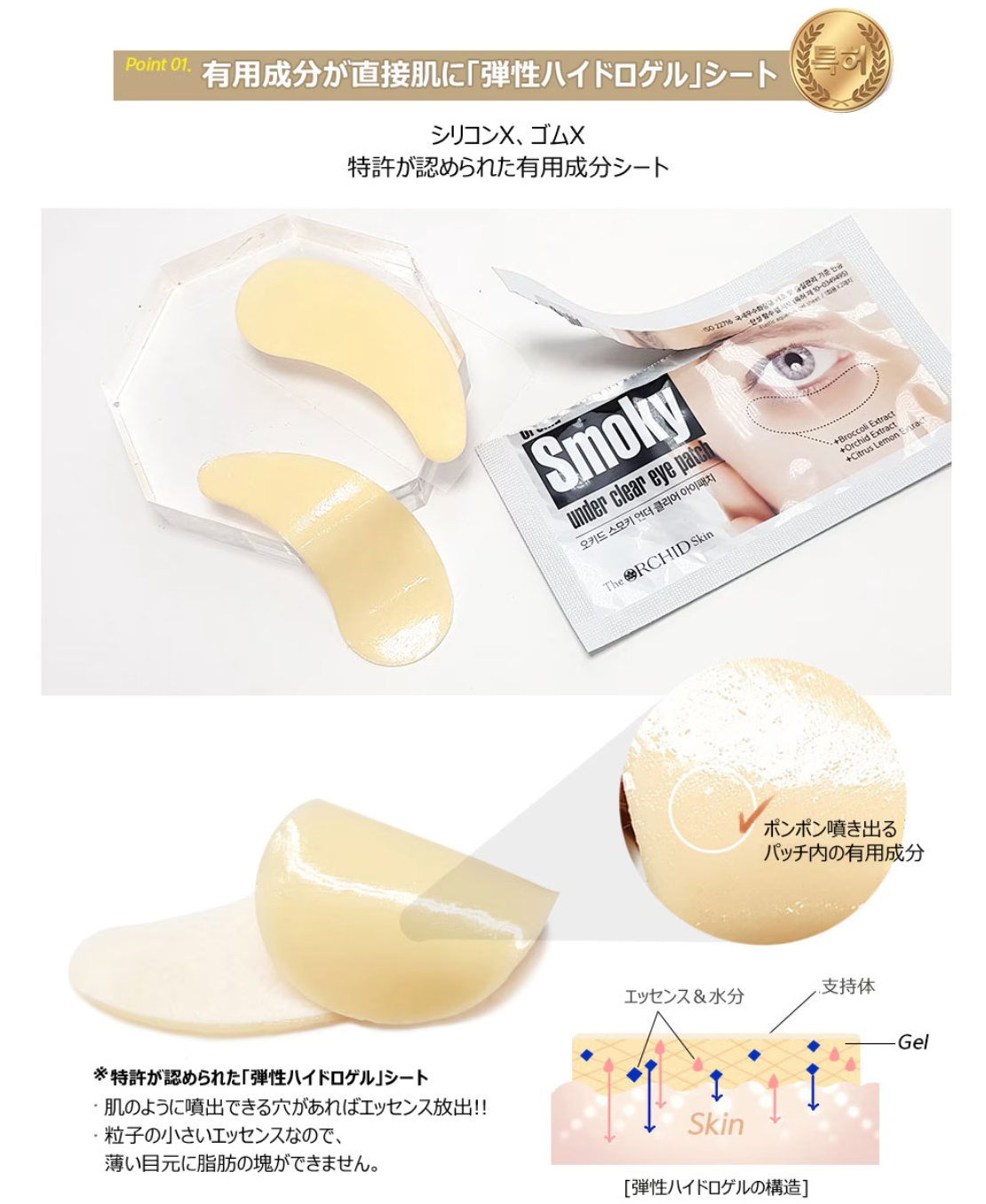 【The Orchid  Flower】オーキッド スモキー アンダー クリア アイ パッチ (10回分)　くま用　※10/21-28より順次発送予定