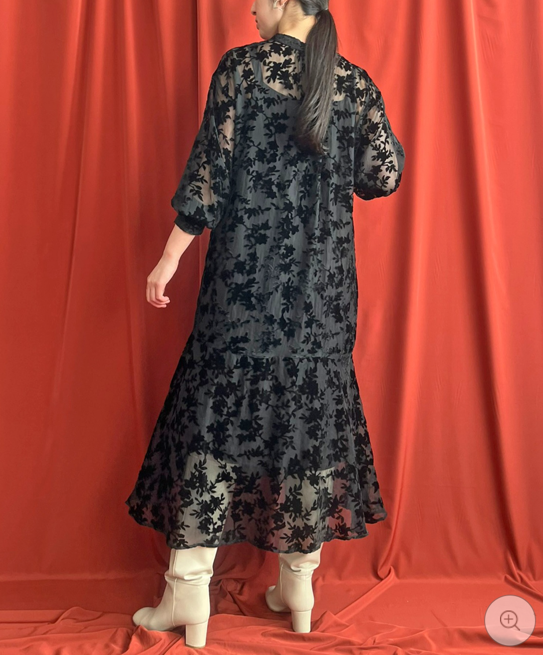 【LHELBIE】シアーベロアワンピース  -ブラック-　※10/22-28頃より順次配送予定