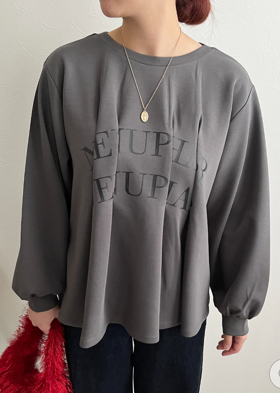 【Palm Riche】前後２WAYロゴタックTOPS  -チャコールグレー-　※10/22-28頃より順次配送予定