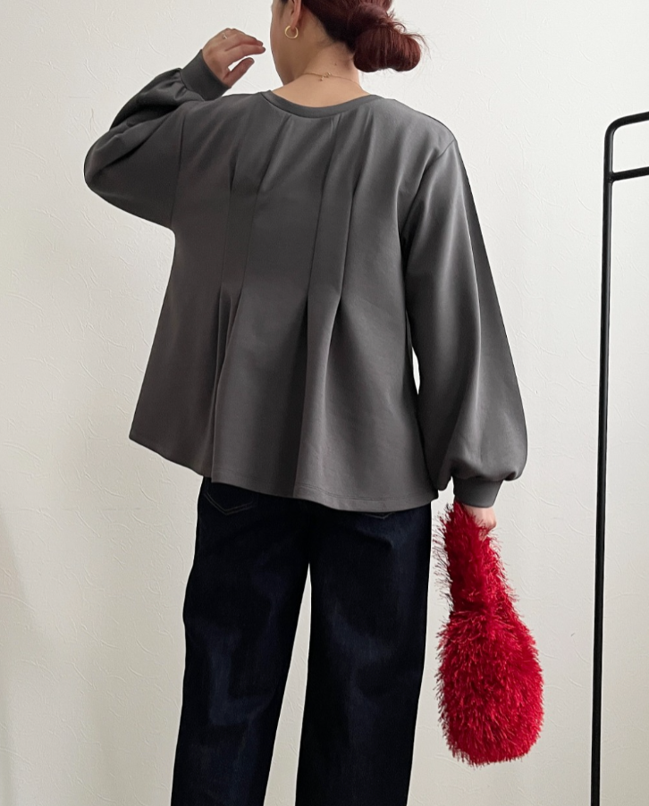 【Palm Riche】前後２WAYロゴタックTOPS  -チャコールグレー-　※10/22-28頃より順次配送予定