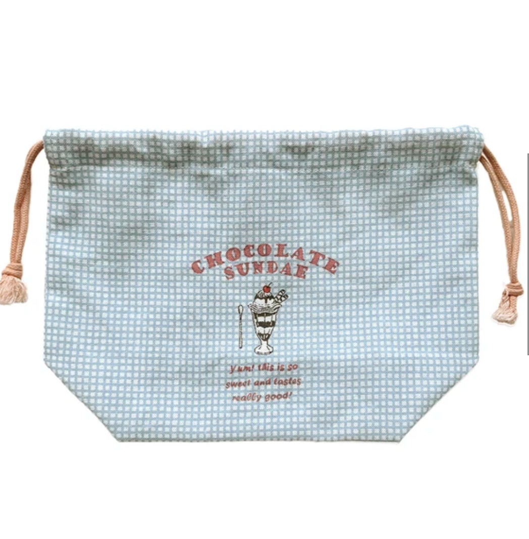 yummy sundae ランチ巾着　-ブルー-　※7/16~22迄に順次発送予定