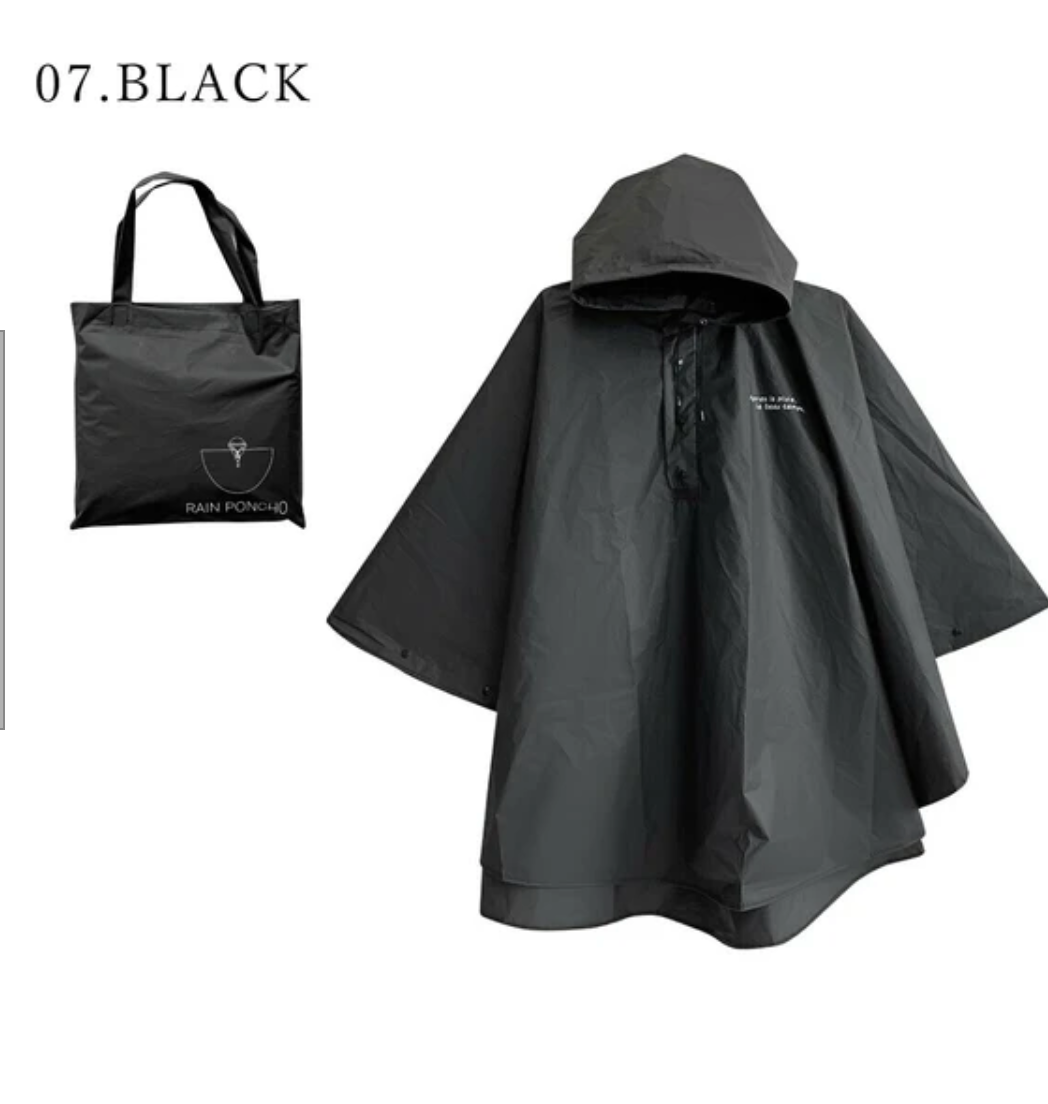 収納バック付きレインポンチョ　-ブラック-　※7/9〜15迄に順次発送予定