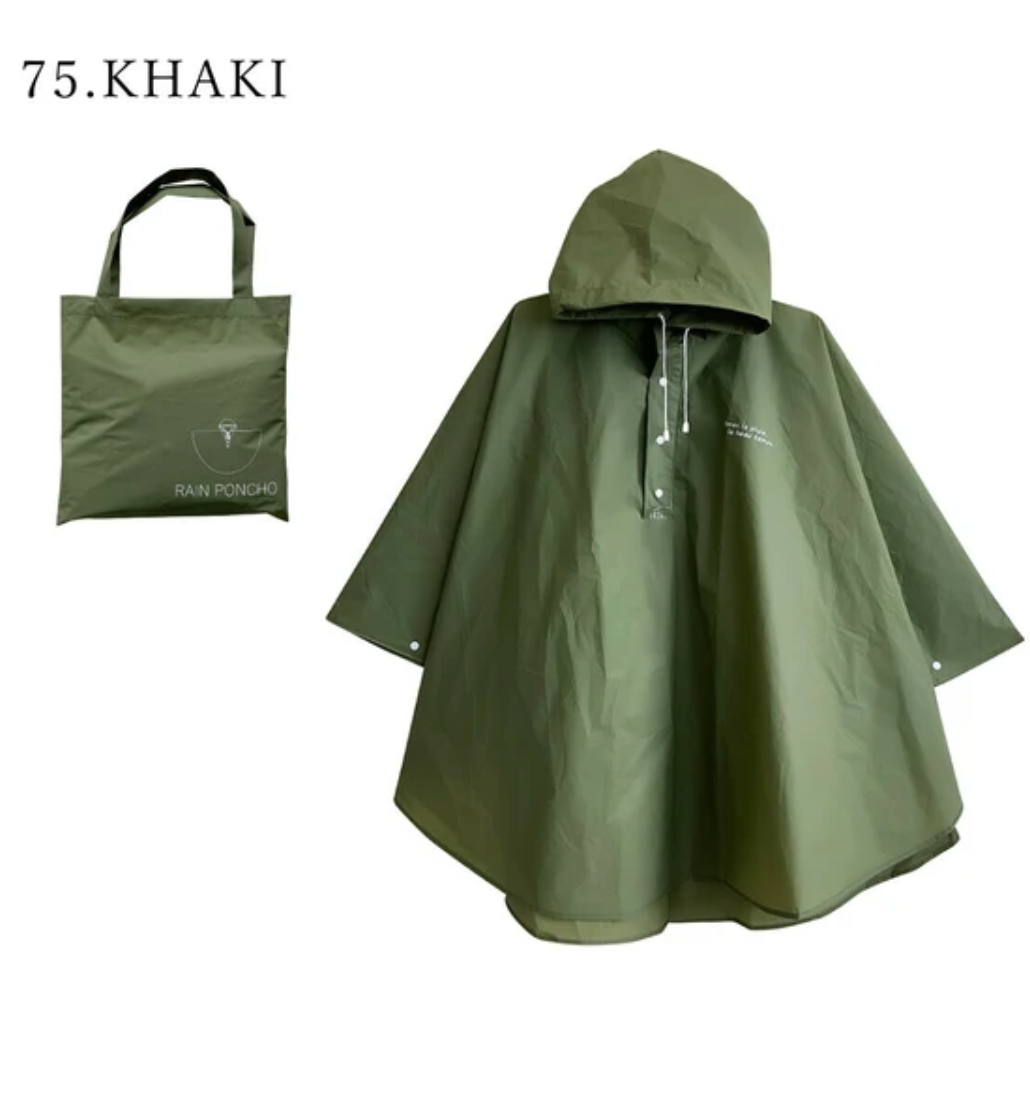 収納バック付きレインポンチョ　-カーキ-　※7/9〜15迄に順次発送予定