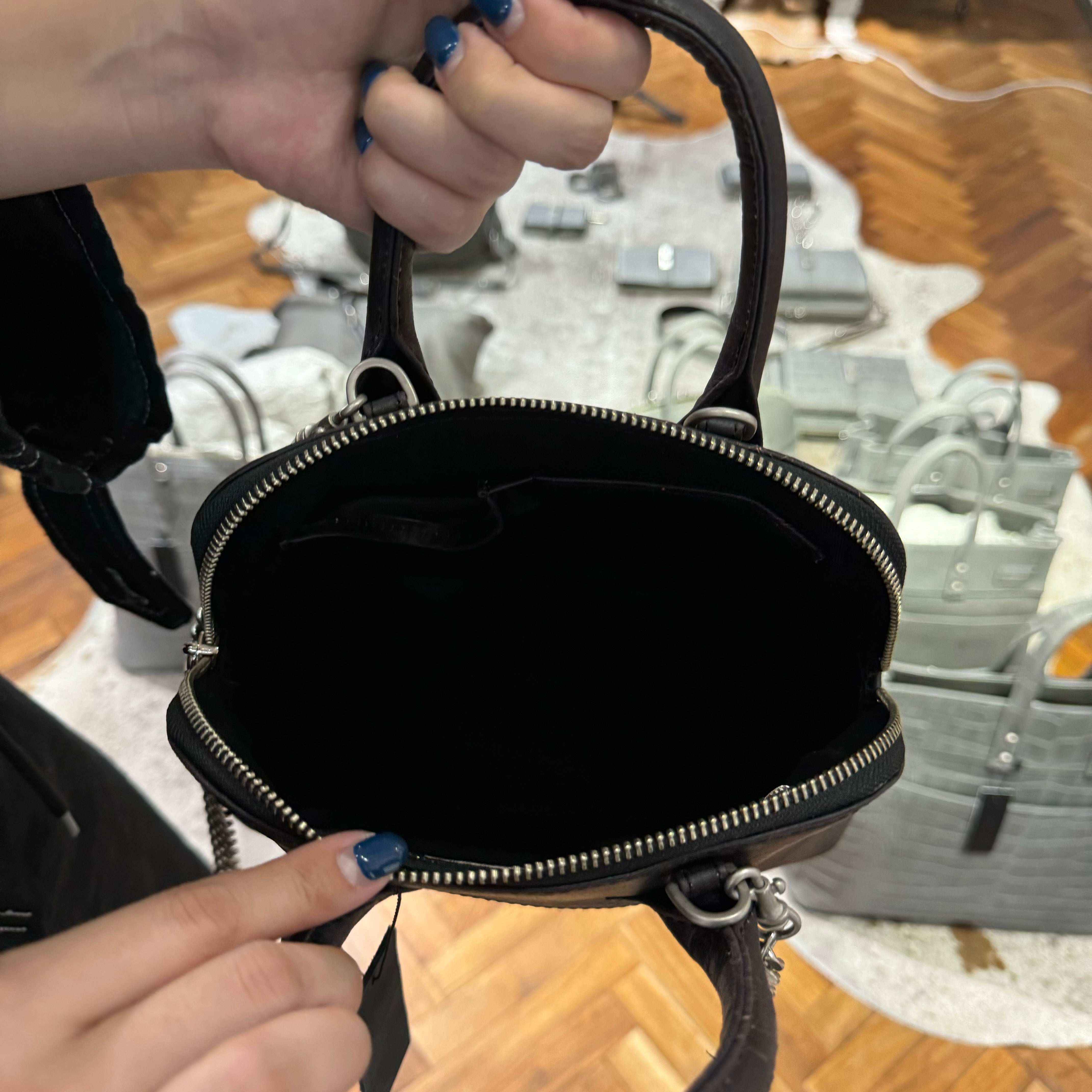 ⚠️予約【M.U.L.】ラウンドトート　クロコダイル型押し　-vintage ブラック-　※R7. 6月末納品予定