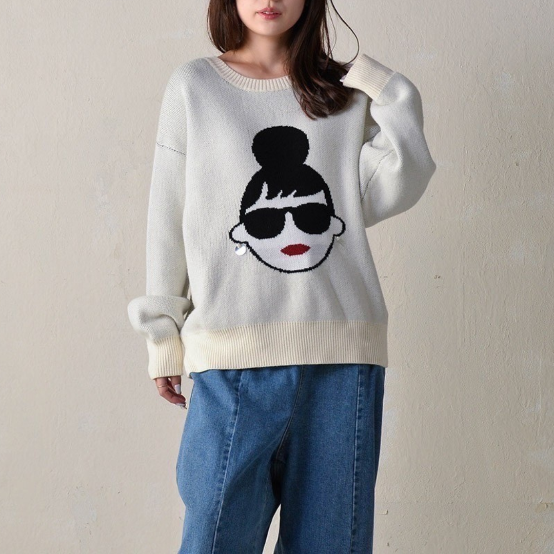 【予約】【HAPPYFACE】EMMA フェイスニット -ホワイト-　※11月中旬納品予定