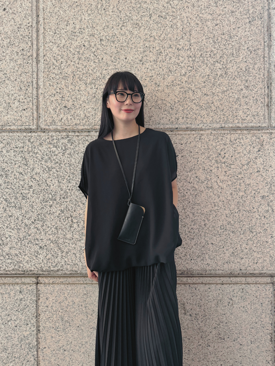 【ASYMM】MISTY CHIFFON BLOUSE -black-
