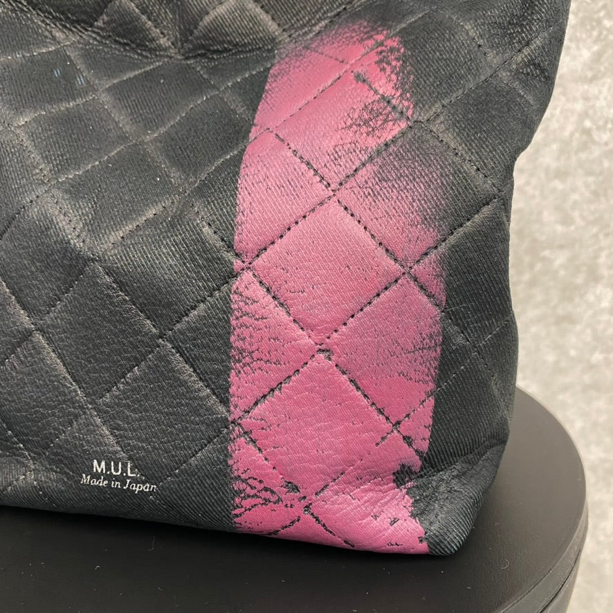 【MUL094-PK】ドロップ2way S オイルレザーキルティング(ブラック) ピンクライン　※10/29〜11/2より弊社事務所から順次発送