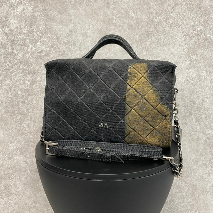 【MUL106-GL】キューブショルダー デニムレザーキルティング(ブラック) ゴールドライン　※10/29〜11/2より弊社事務所から順次発送