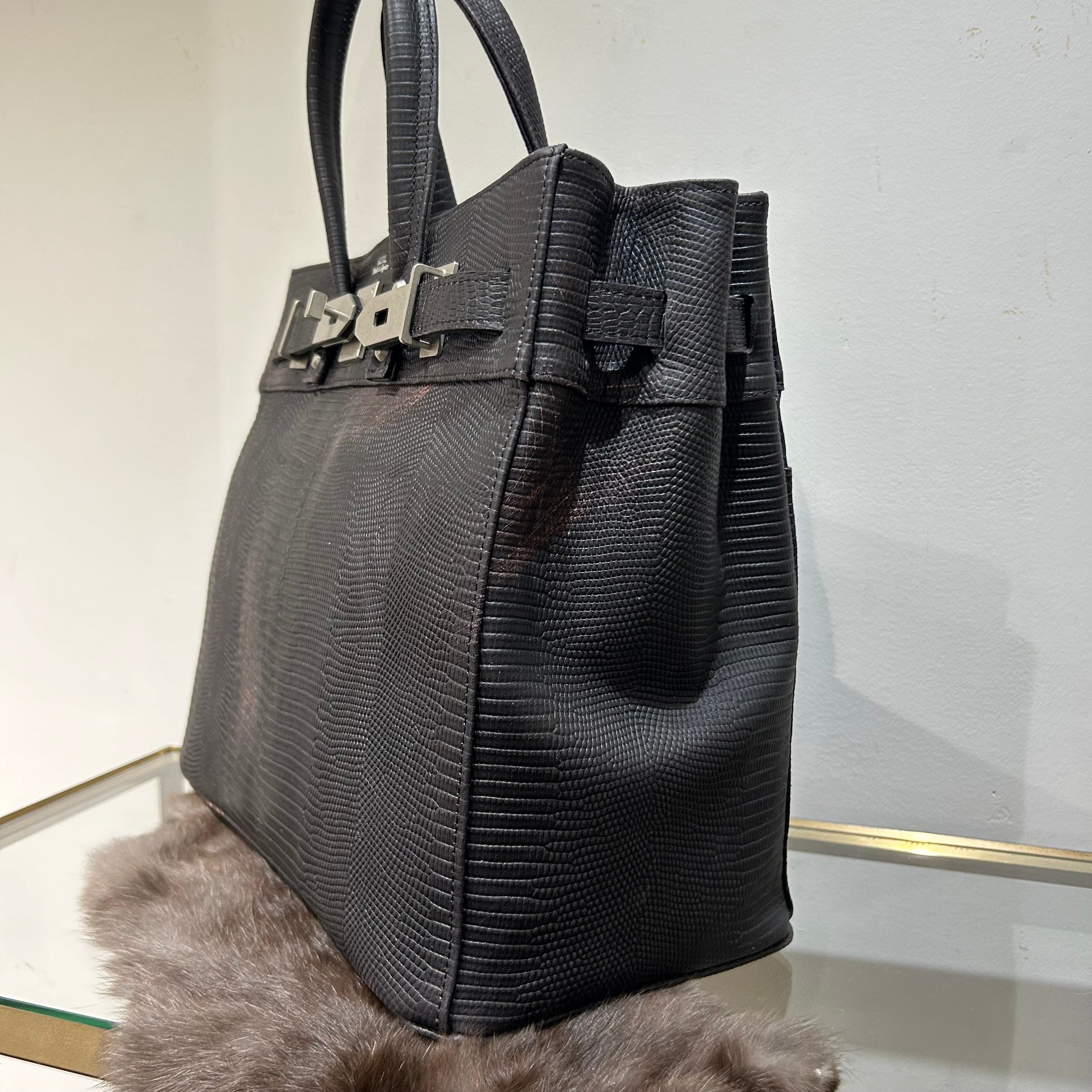 ⚠️予約【M.U.L.】stud series トート  リザード型押し  - vintage ブラック-  ※R7. 6月末納品予定