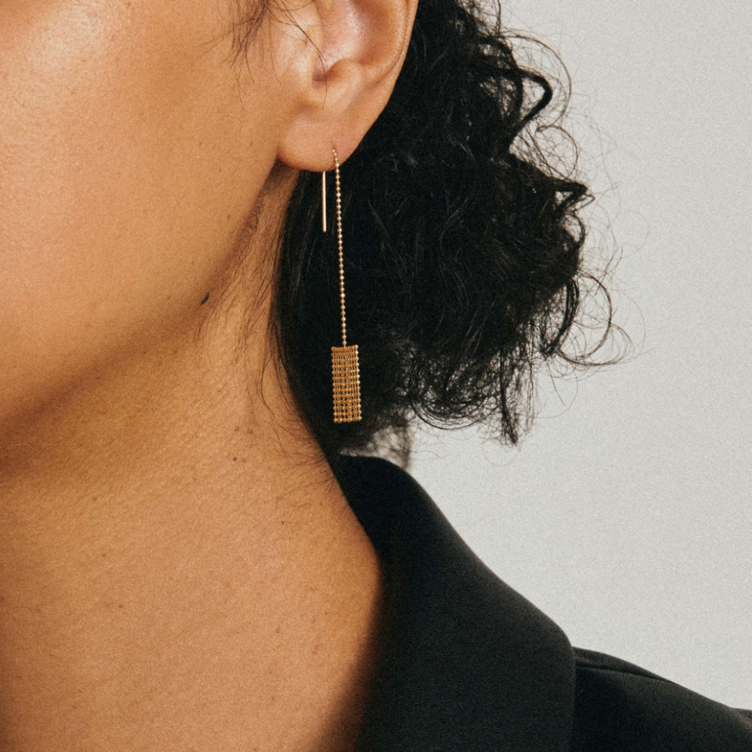 【ENEY】ピクセル K18YG チェーンピアス　※11月中旬より弊社事務所から発送